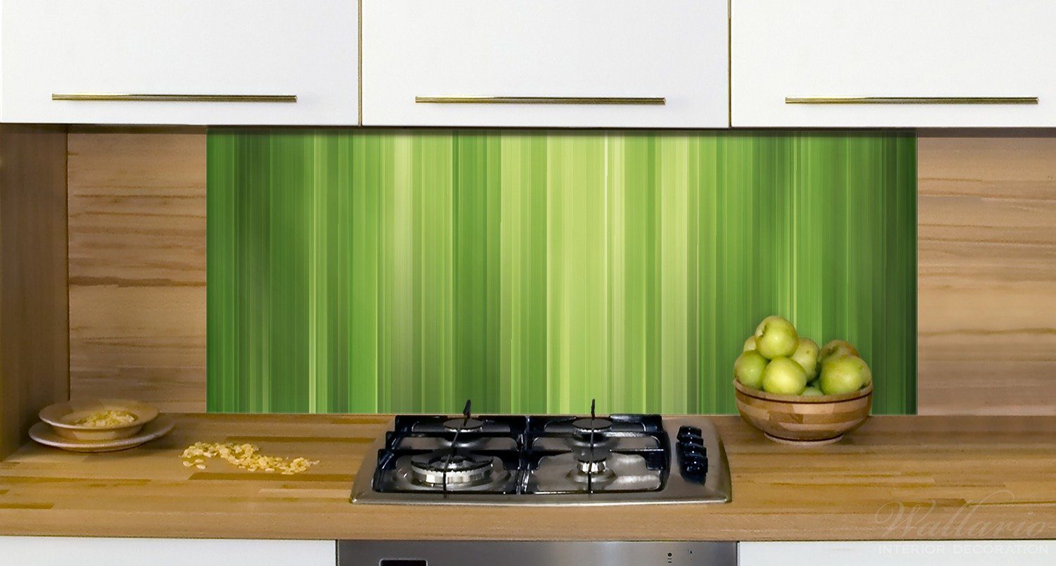 (1-tlg) und schwarz gestreift Wallario Streifenmuster, - Grün Abstraktes Küchenrückwand