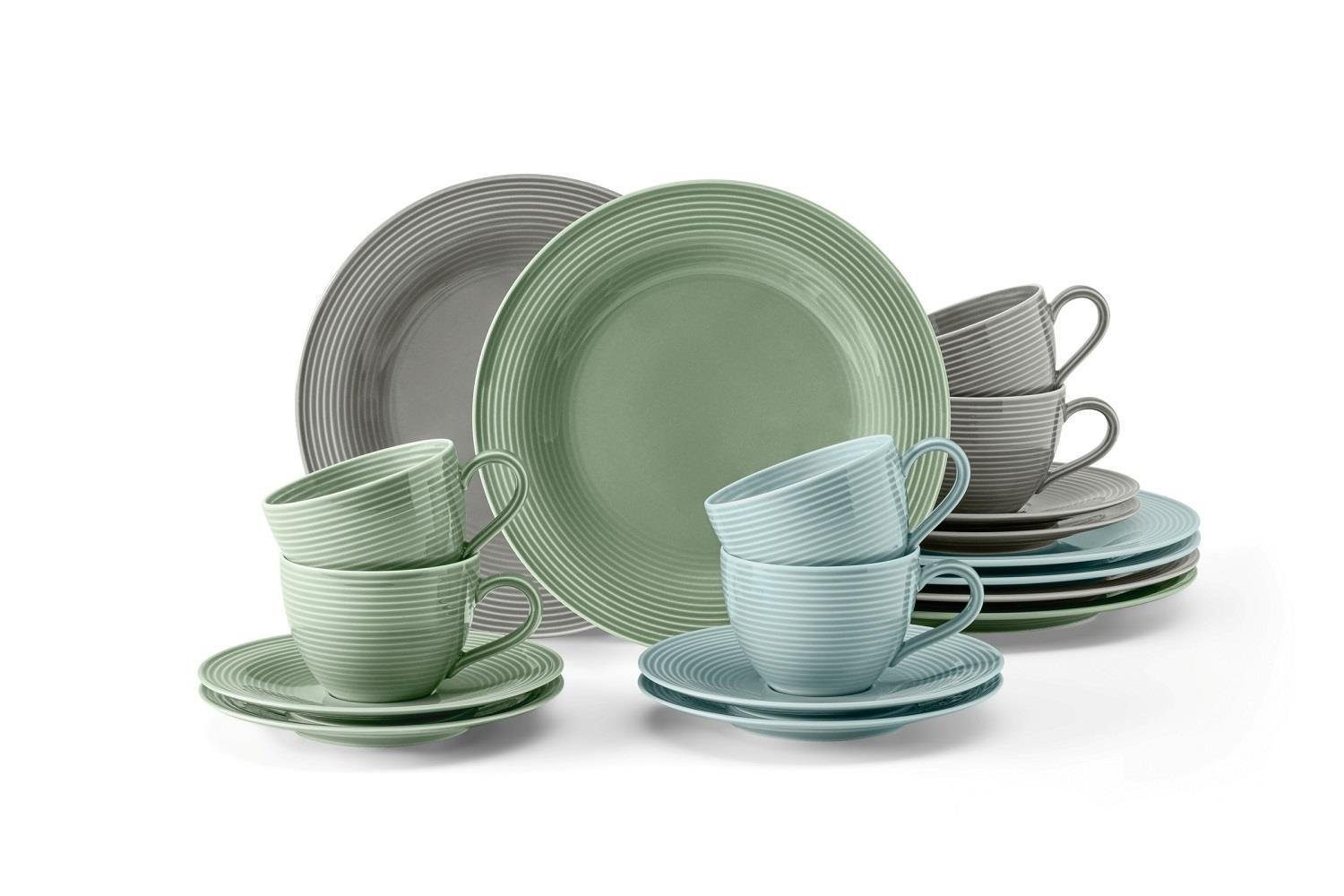 Seltmann Weiden Kaffeeservice Seltmann Weiden Beat Kaffeeservice 18-tlg. 3 Farben, 6 Personen, Porzellan
