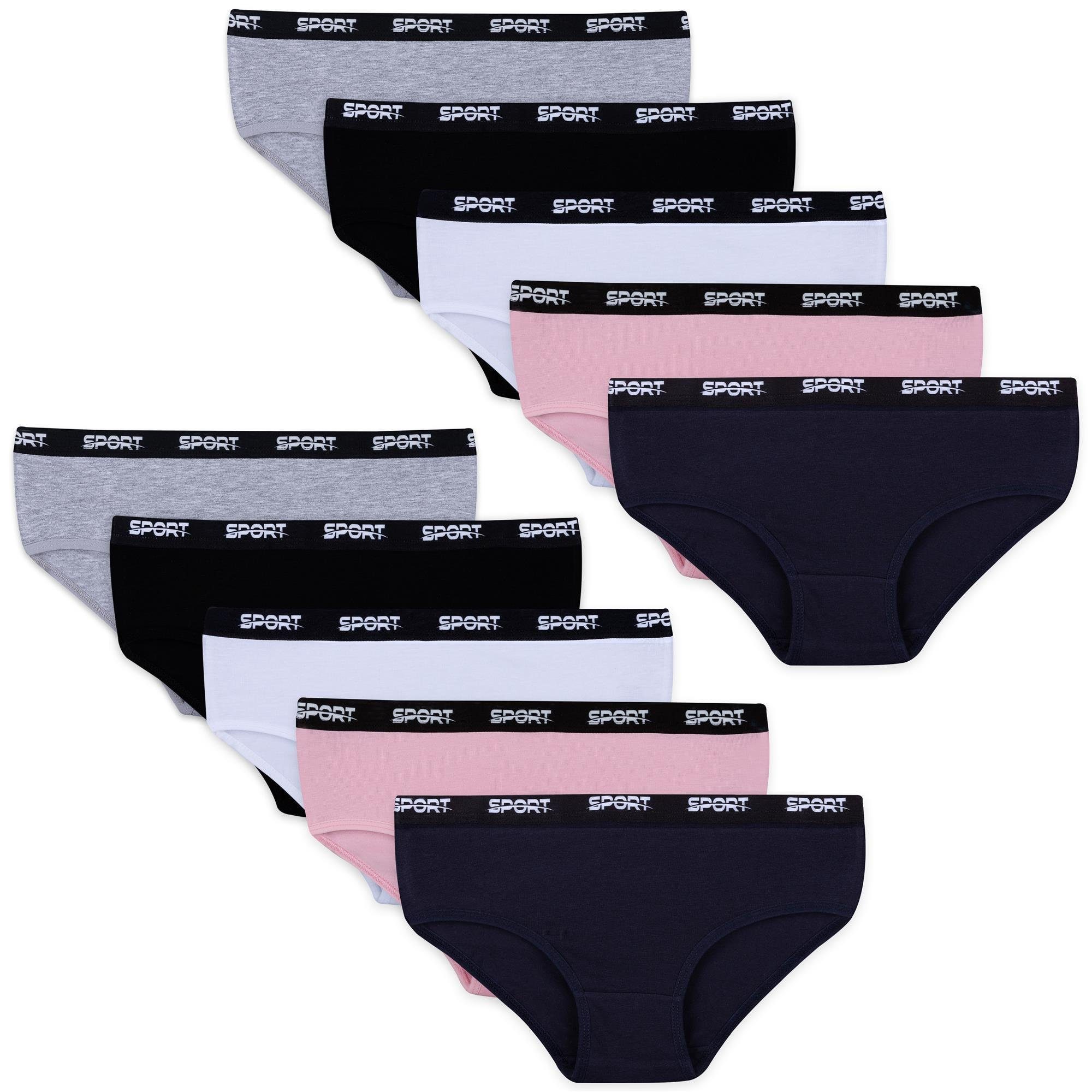 LOREZA Slip 10 Mädchen Kinder Slips Baumwolle Unterhosen - Sport (Spar-Packung, 10-St)