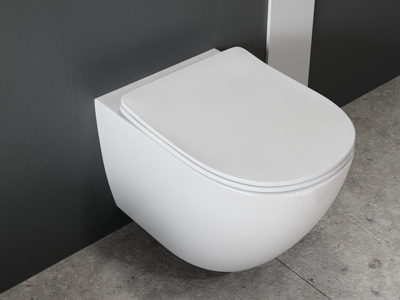 Thumbnail - Aqua Bagno Tiefspül-WC Spülrandlose Toilette inklusive Softclose WC-Sitz, Wandmontage, Abgang waagerecht, Komplett Set, ...