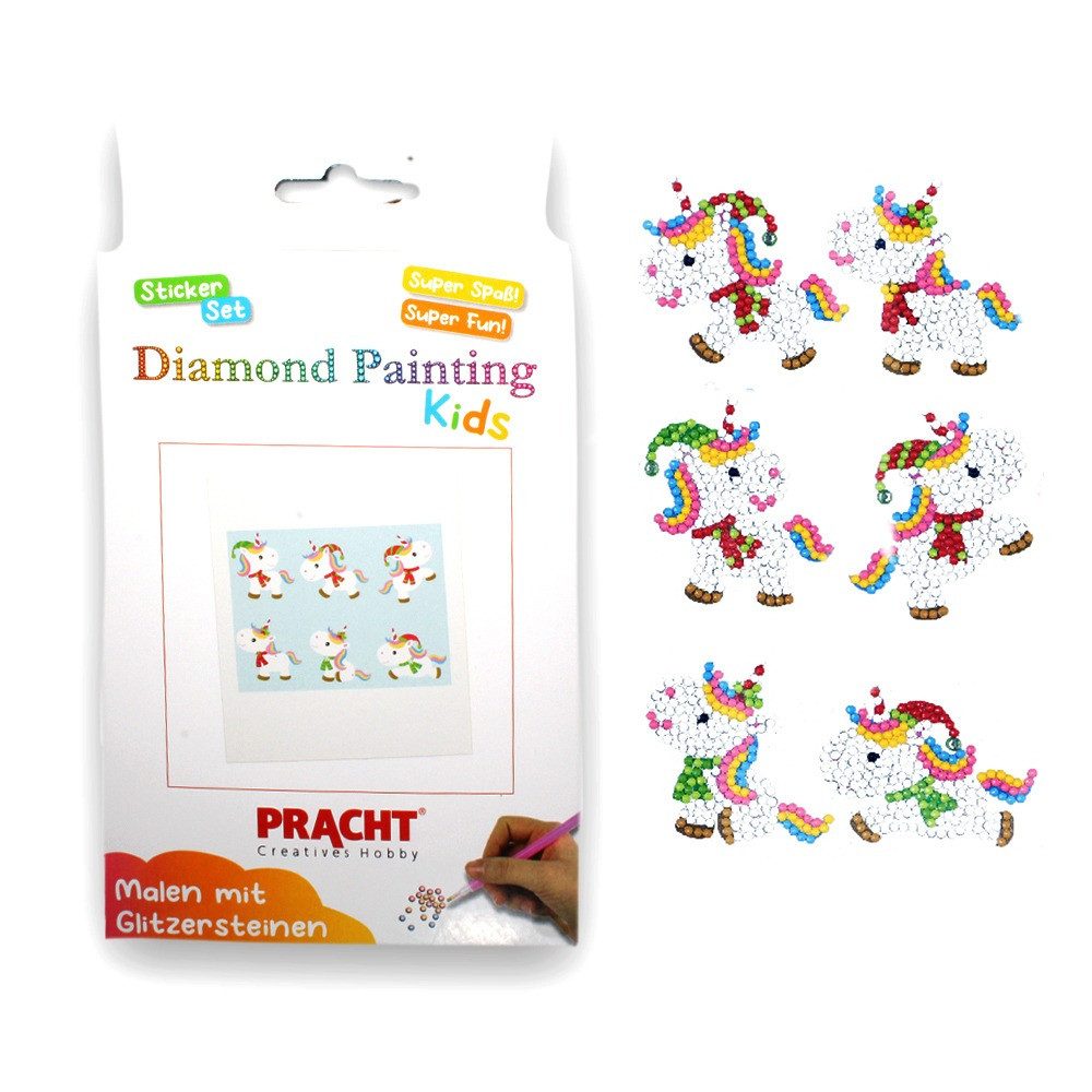 Pracht Styropor-Teil PRACHT Diamond Painting Sticker Einhorn 4,5cm 6 Stück