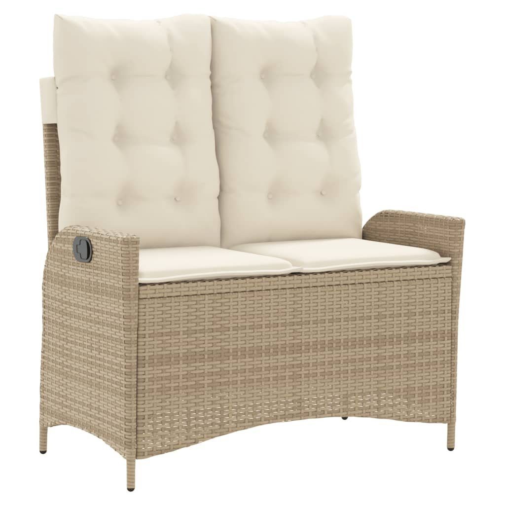 Gartenbank Gartenbank Verstellbar mit Kissen Beige Poly Rattan