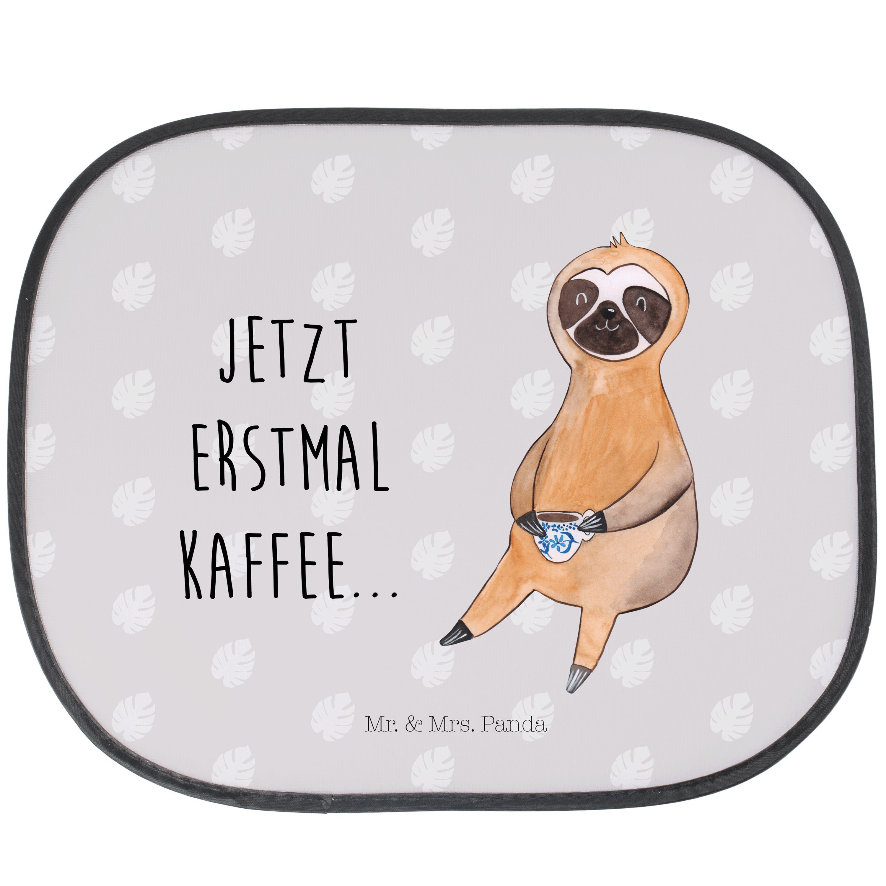 Sonnenschutz Faultier Kaffee - Grau Pastell - Geschenk, Sonnenschutz Baby, Sonne, Mr. & Mrs. Panda, Seidenmatt