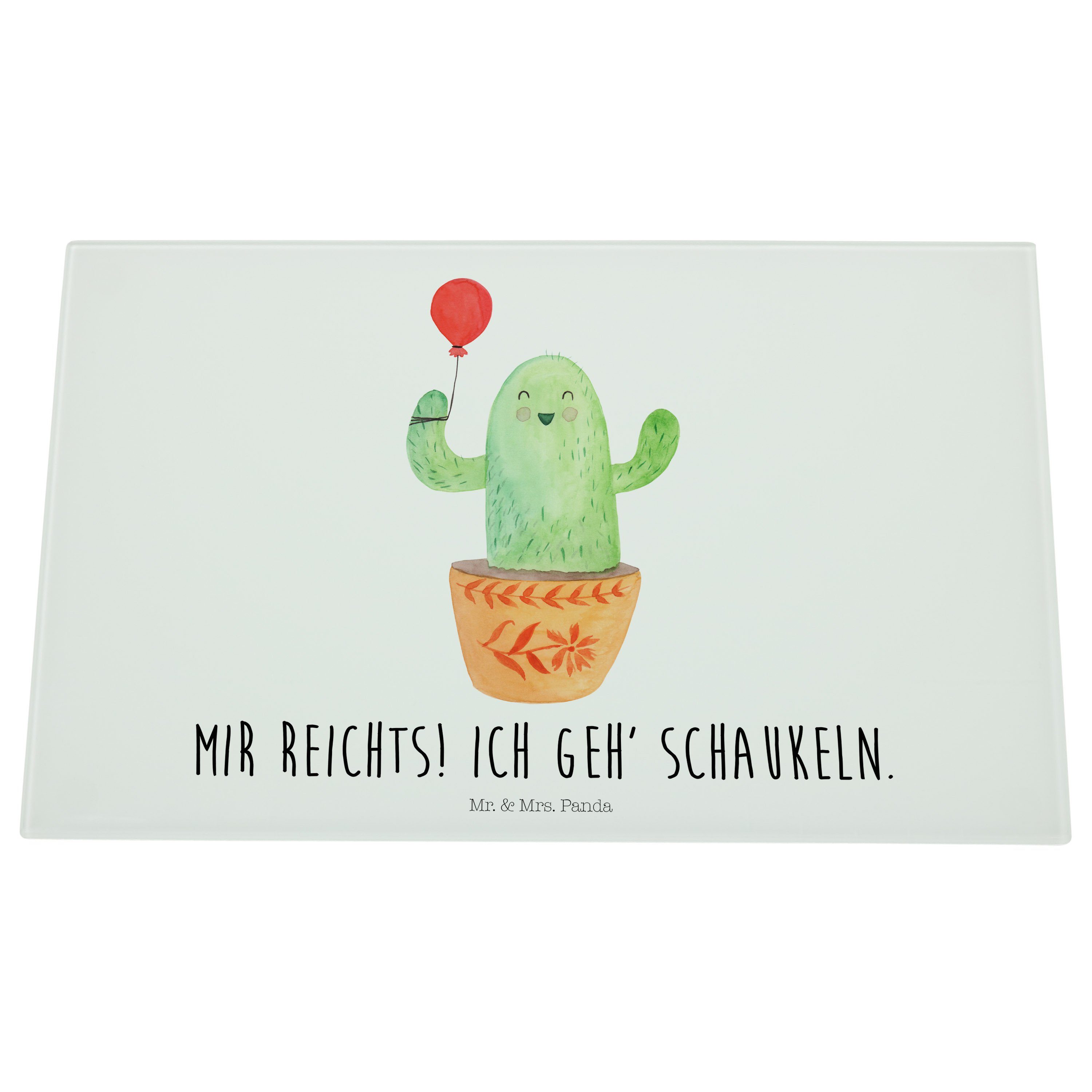 (1-St) Servierbrett Mr. Schneidebrett, Mrs. - Luftballon Freund, - Kaktus Weiß Geschenk, Glas, Premium Panda Freundin, &