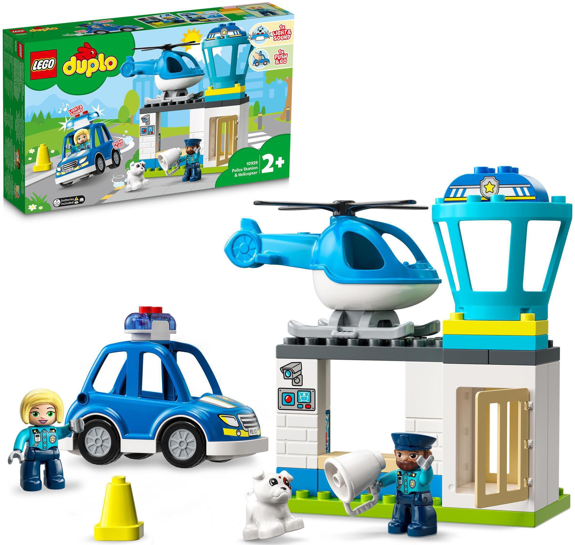 LEGO® Konstruktionsspielsteine Polizeistation mit Hubschrauber (10959), LEGO® DUPLO, (40 St), mit Sirene und Licht; Made in Europe