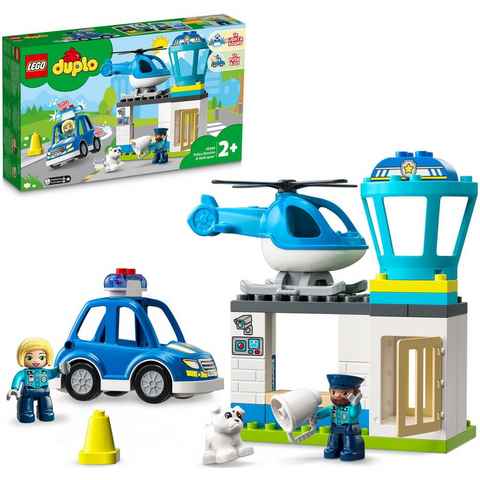 LEGO® Konstruktionsspielsteine Polizeistation mit Hubschrauber (10959), LEGO® DUPLO, (40 St), mit Sirene und Licht; Made in Europe