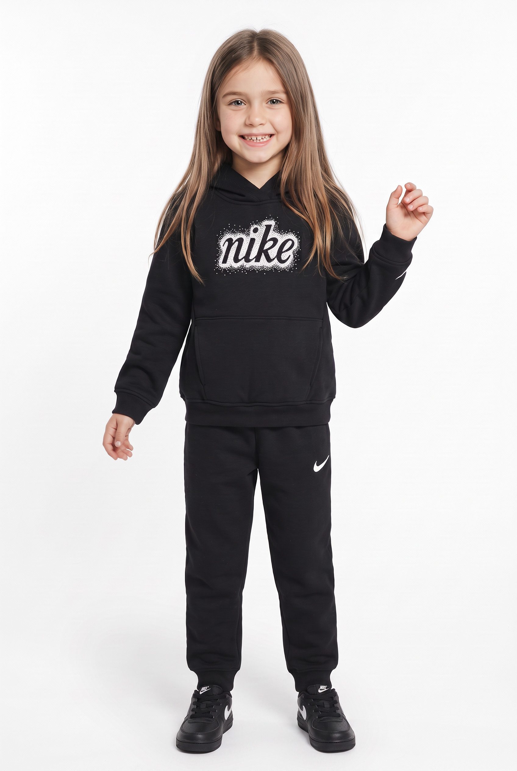 Nike Sportswear Jogginganzug NKG SWOOSH SPARKLE FLC HDY SET, aus Sweatware, für Kinder 3 bis 7 Jahre