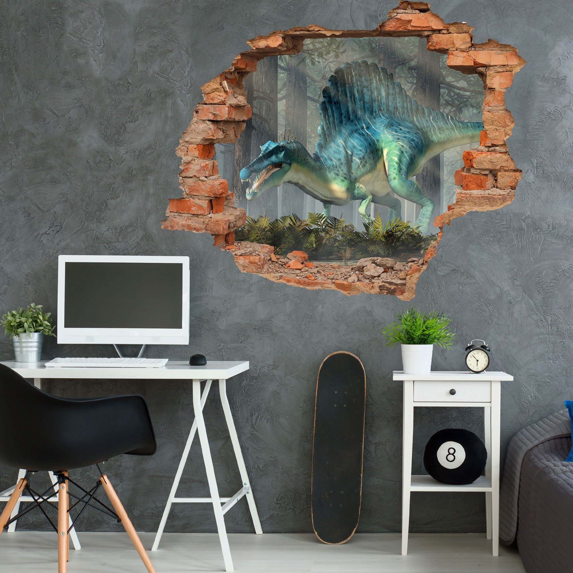 WallSpirit Wandtattoo Wanddurchbruch "Dinosaurier", selbstklebend, rückstandlos abziehbar