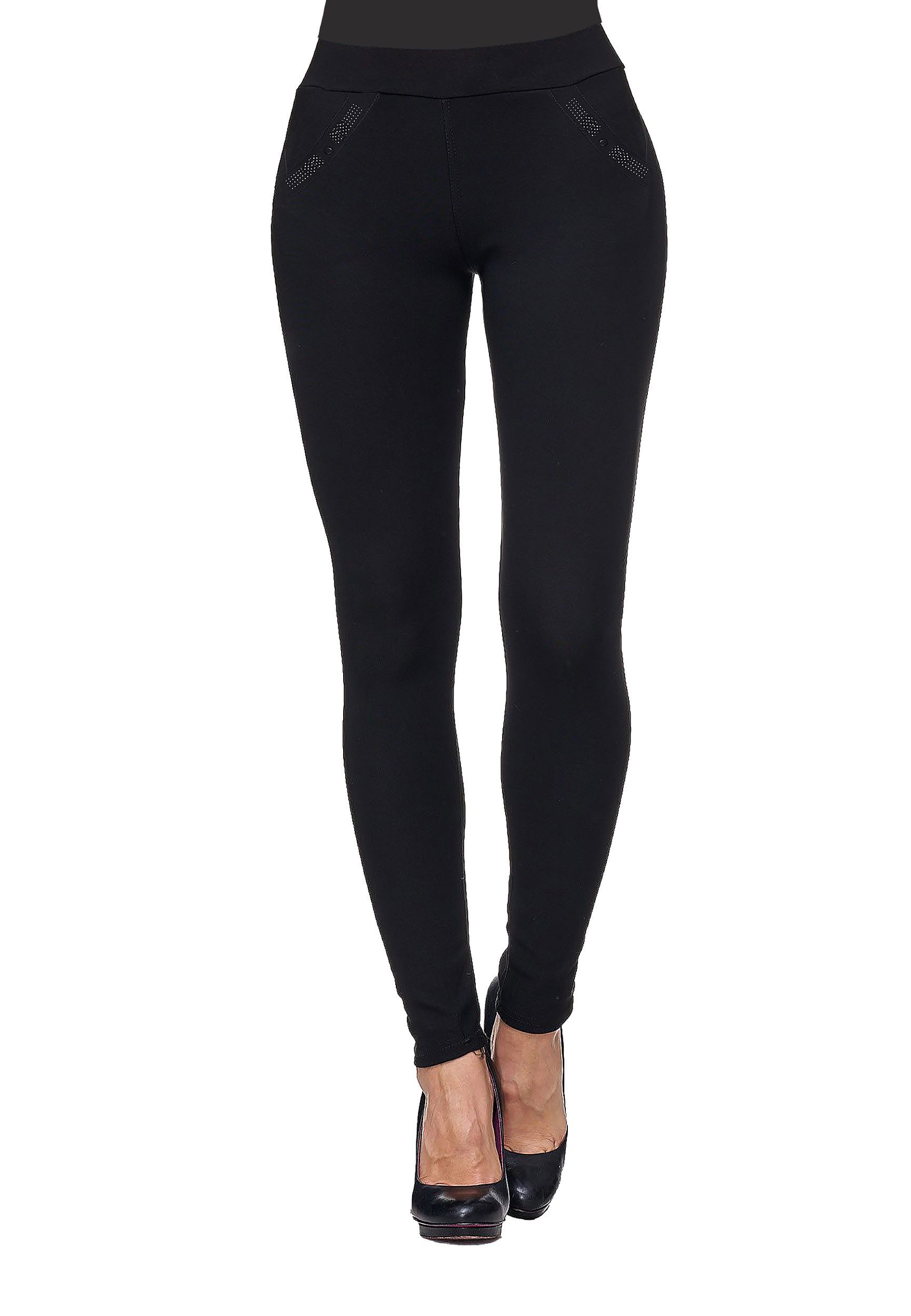 LMC Stoffhose Dehnbare mit eleganten Glitzer Steinen BambooPamts