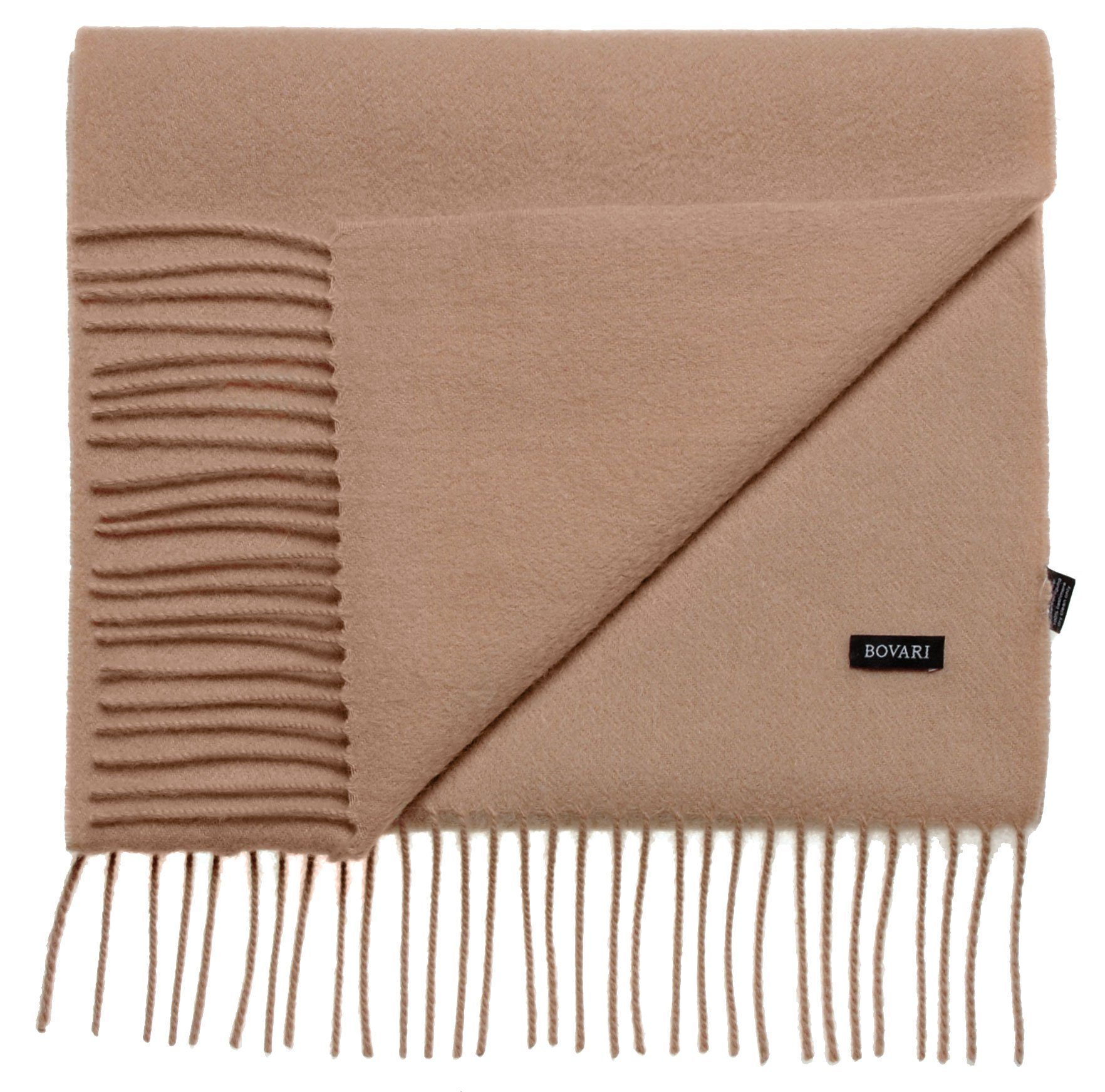 Bovari Kaschmirschal Kaschmir Schal Damen – 100% Kaschmir/Cashmere – Premium Qualität, 180 x 31 cm camel