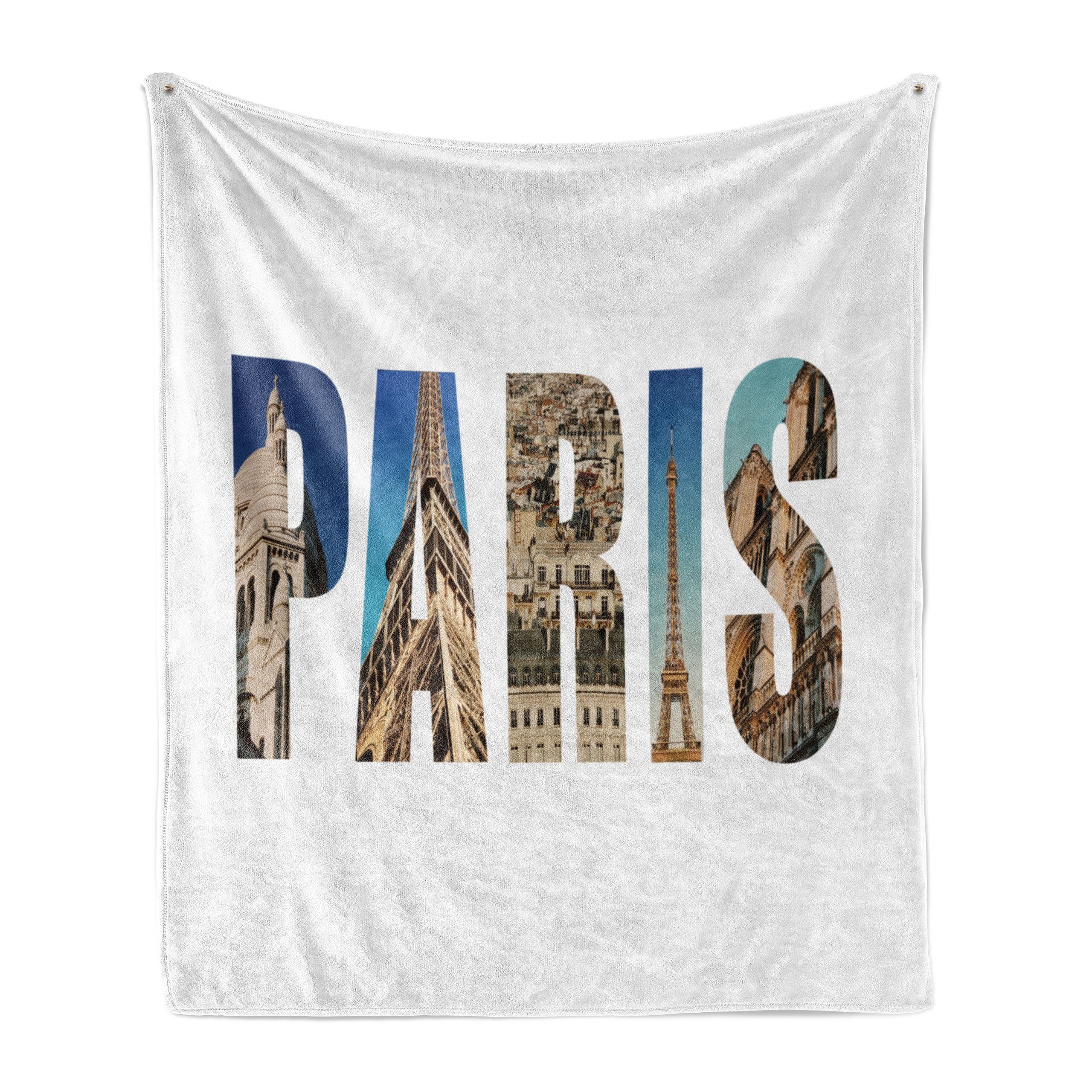 Wohndecke Gemütlicher Plüsch für den Eiffelturm Wording Collage Abakuhaus, und Außenbereich, Innen- Moderne