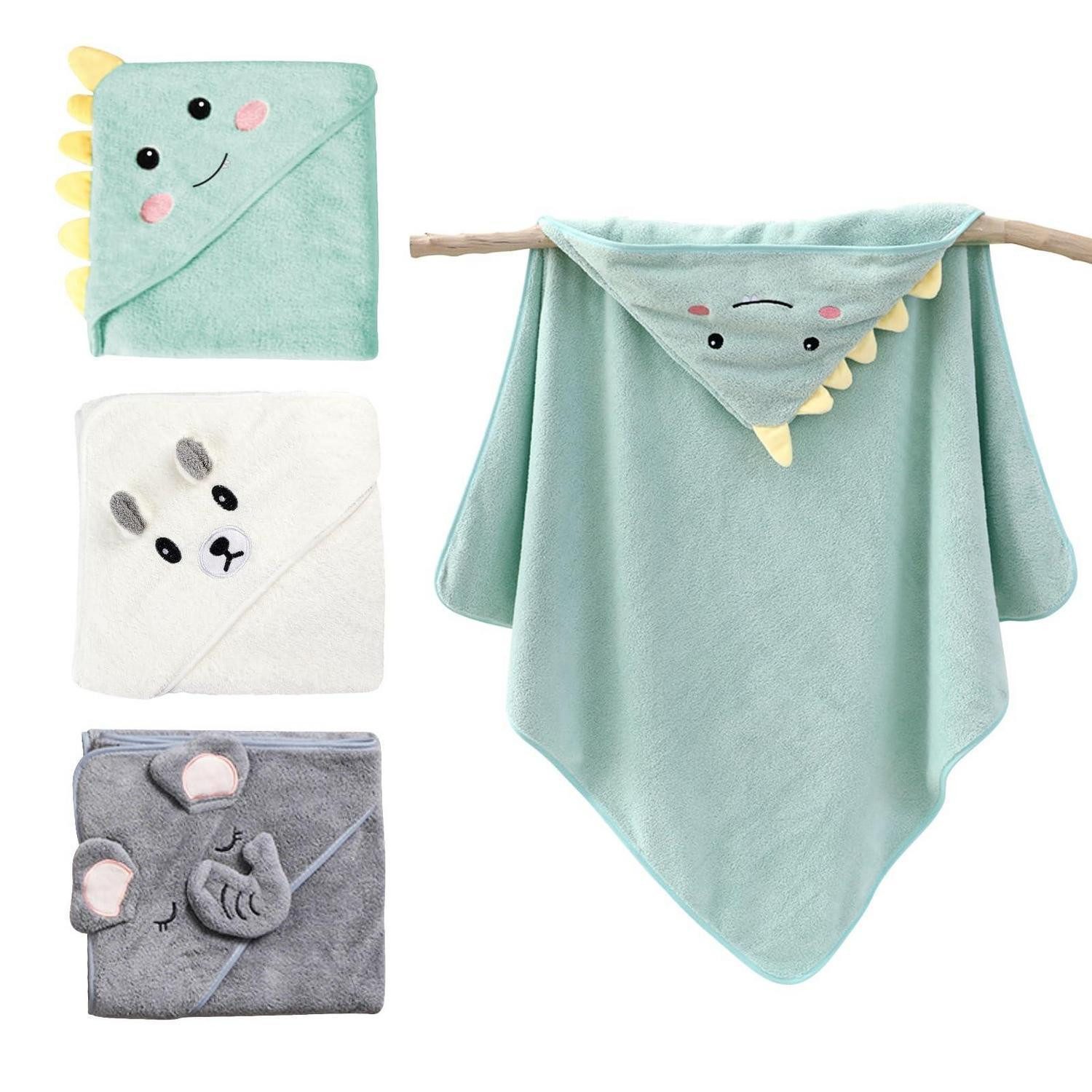 LuxusKollektion Kapuzenhandtuch Kapuzenhandtuch Baby 3er-Pack 80x80cm Korallensamt, (3-St)