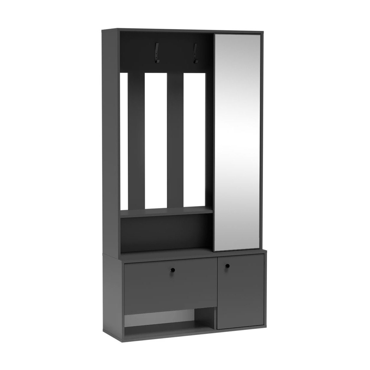 Beautysofa Garderobenschrank POTS UNI mit Spiegel, universell montierbar (links/rechts) Optional mit gepolstertem Sitz oder ohne