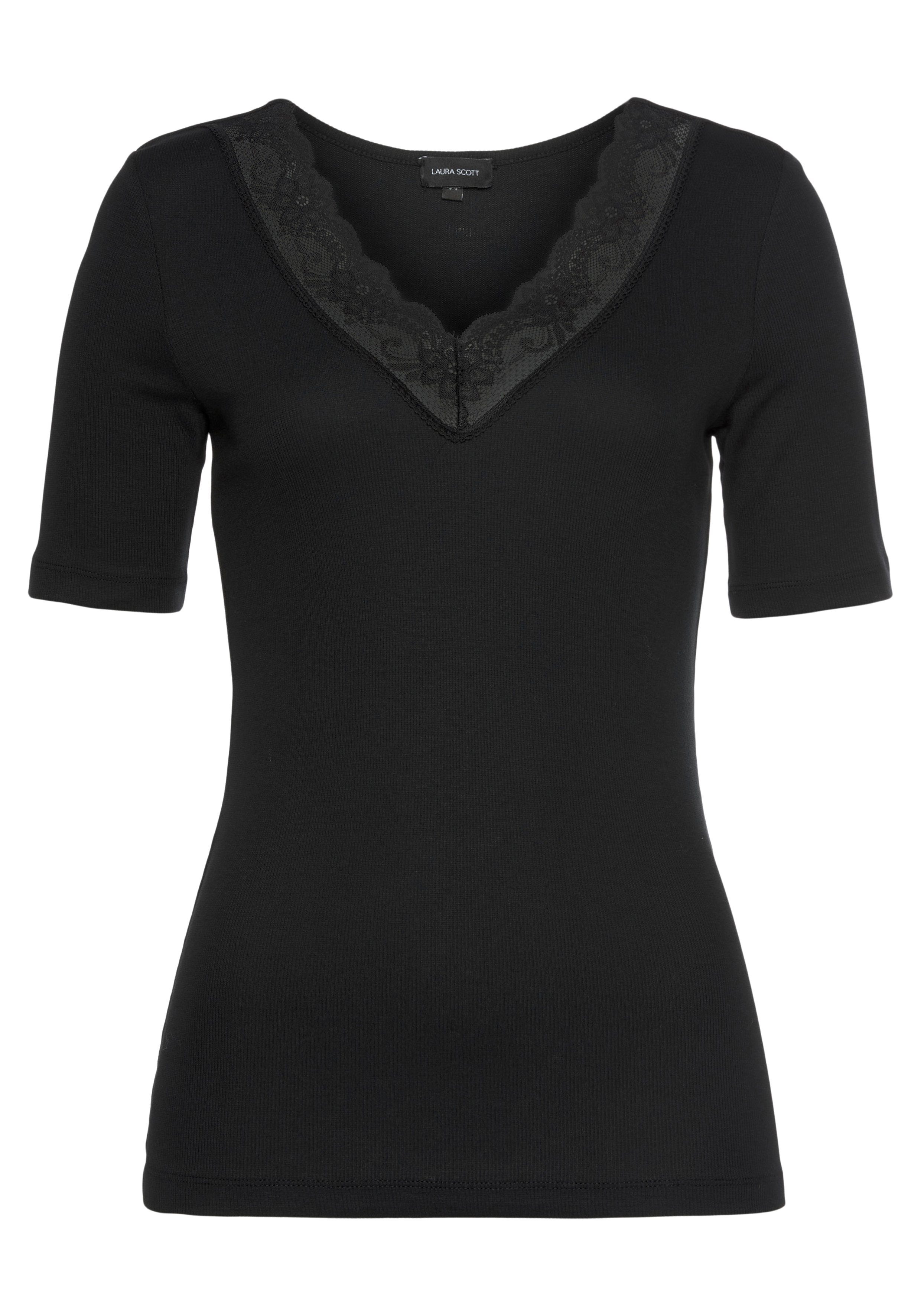 Laura Scott V-Shirt sehr figurbetonte Passform, aus elastischem Jersey, mit V-Ausschnitt. Reduzierter Preis € 20,99. Unverbindliche Preisempfehlung € 29,99, (€ 20,99 pro 1 Stk)