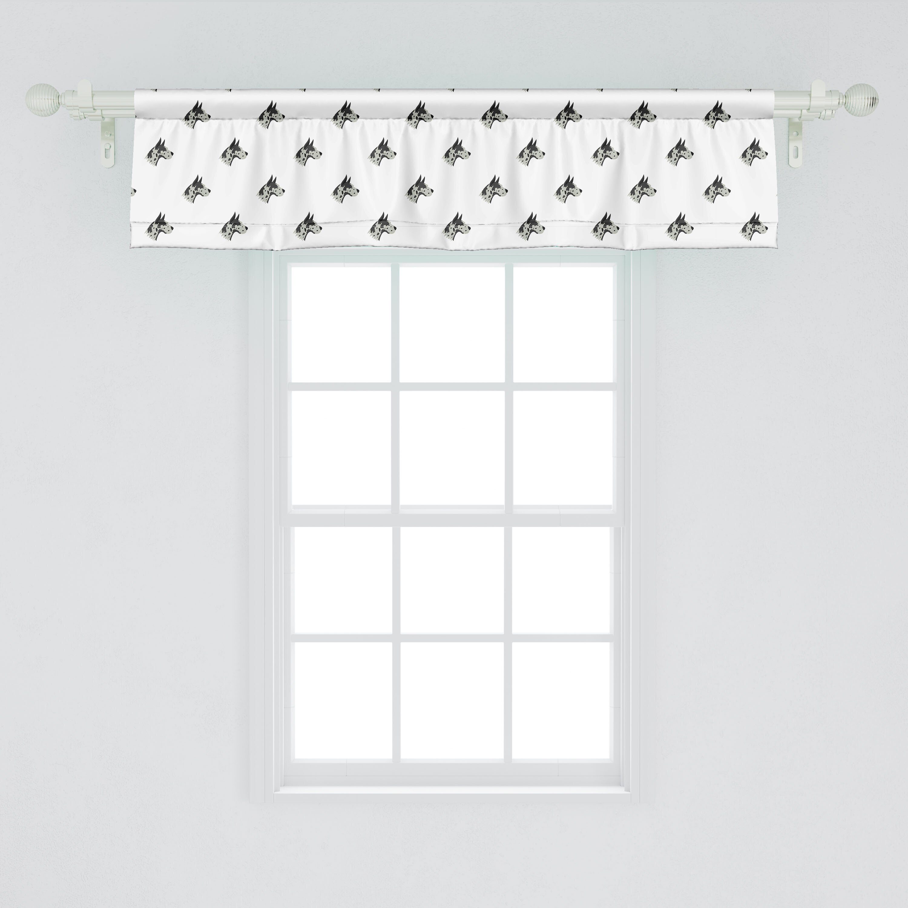 Scheibengardine Vorhang Küche mit Rasse für Blick Kopf Hundeliebhaber Abakuhaus, Volant Microfaser, Side Dekor Schlafzimmer Stangentasche