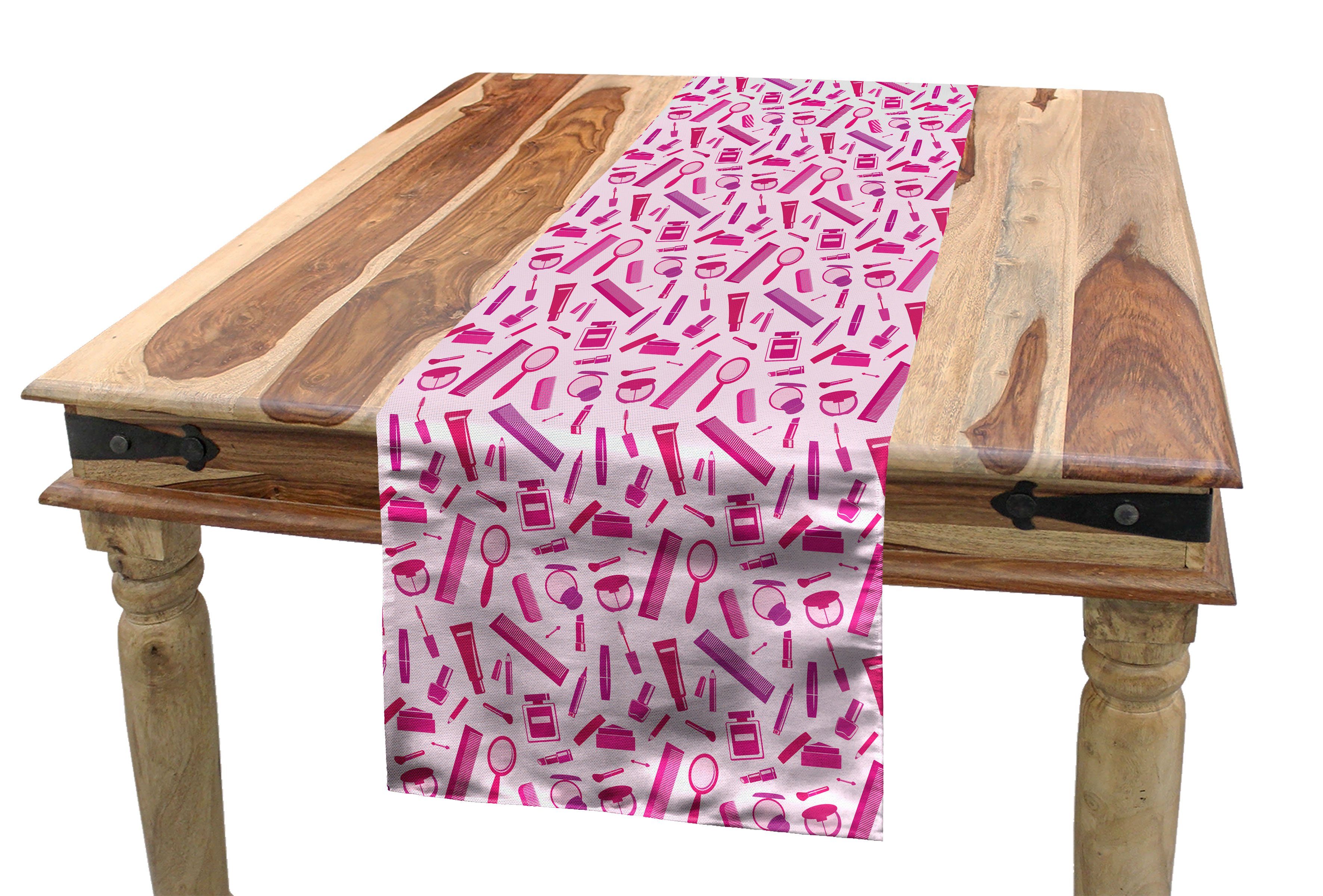 Abakuhaus Tischläufer Esszimmer Küche Rechteckiger Dekorativer Tischläufer, Baby Pink Make-up-Elemente und Kamm