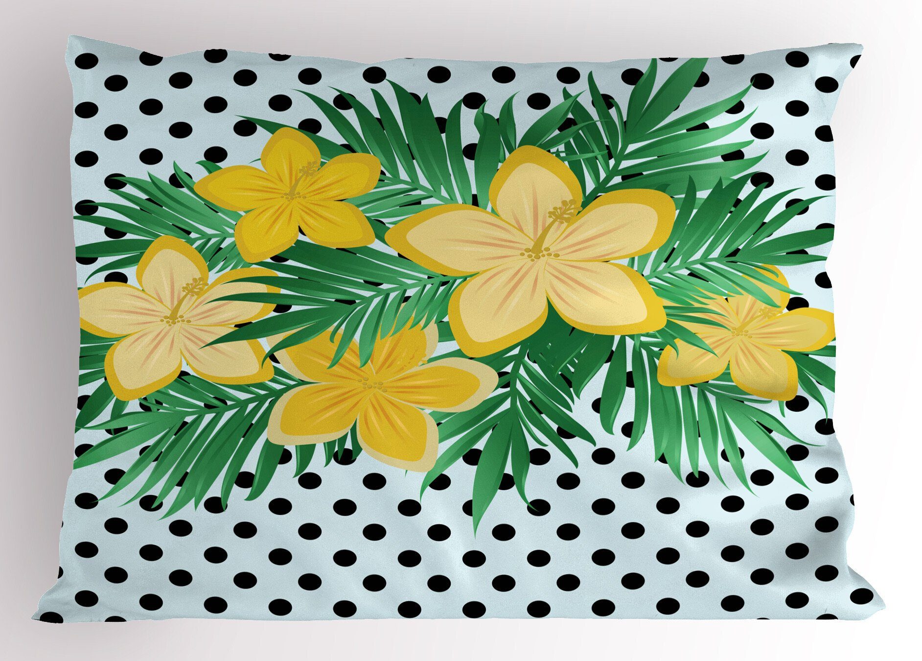 Kissenbezüge Dekorativer Standard King Size Gedruckter Kissenbezug, Abakuhaus (1 Stück), Hibiskus Exotische Blumen-Tupfen