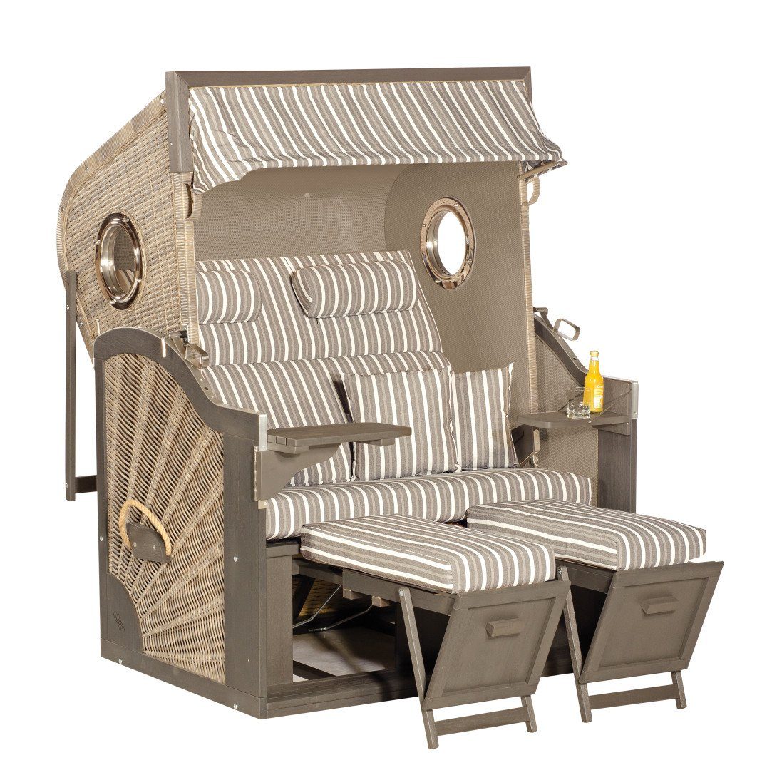 Strandkorb Gartenstrandkorb Rustikal 410 Z Special Edition XL 2-Sitzer Spot Grey