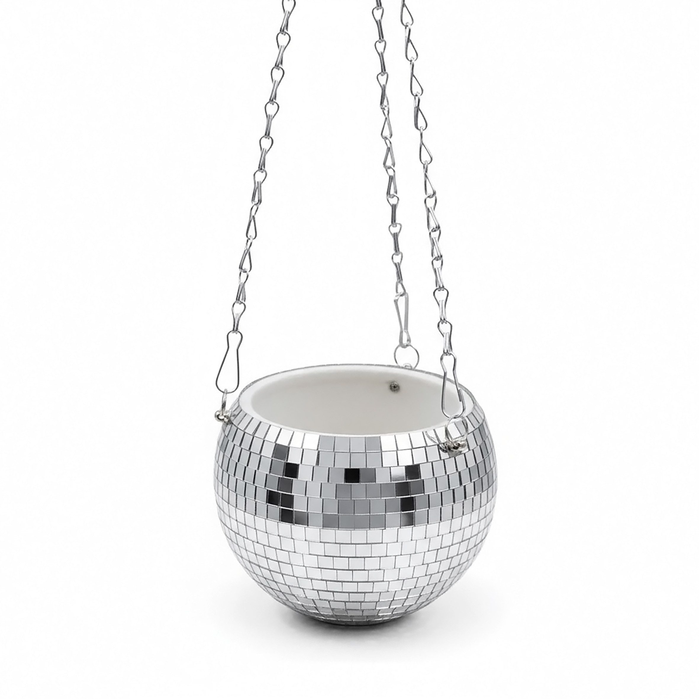 Spetebo Blumentopf Hänge Pflanztopf im Discokugel Design 15 cm mit Metallkette (Anzahl, 1 St., Stück), leicht, robust und einfach zu reinigen