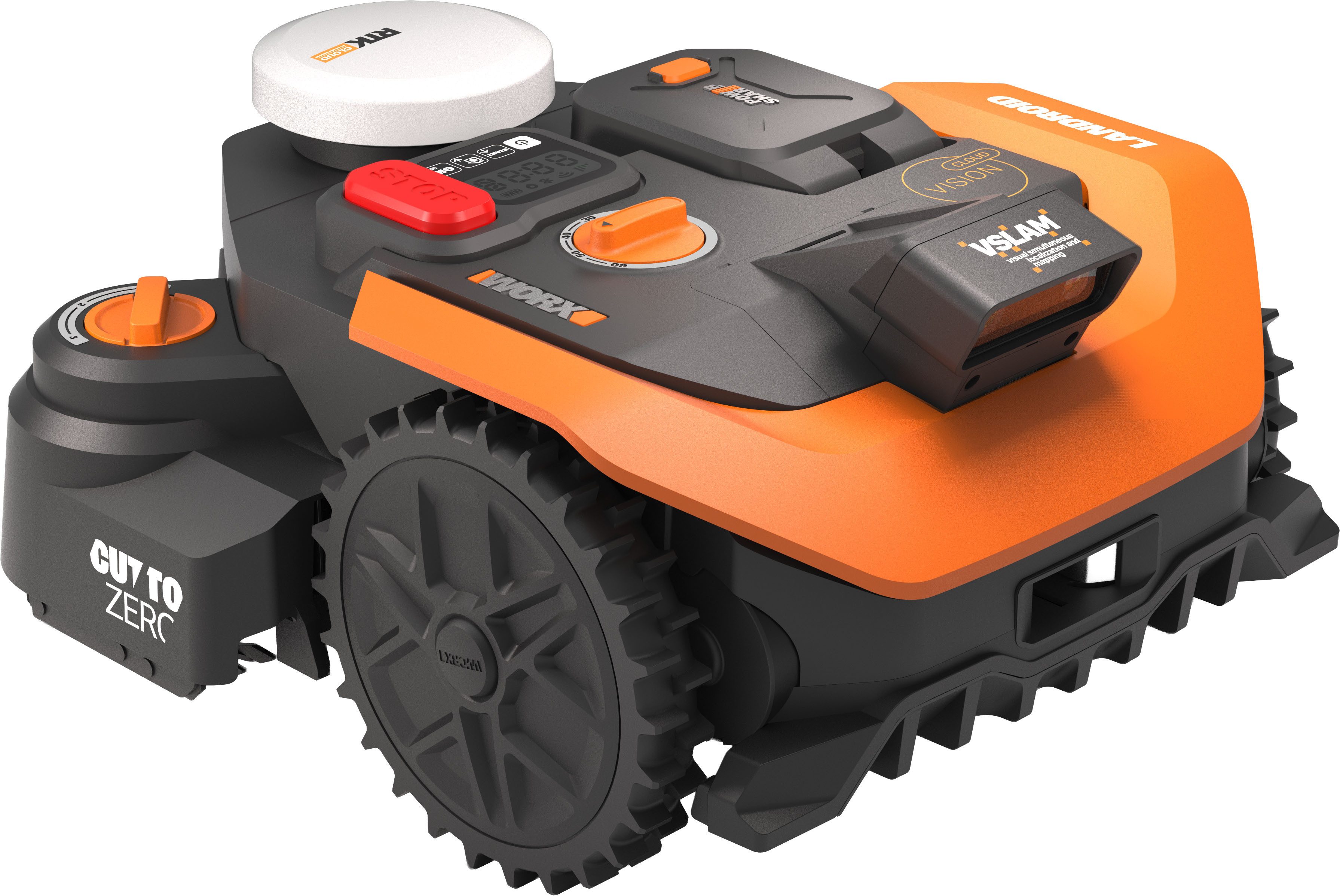 Worx Rasenmähroboter Landroid Vision Cloud WR308E 2WD ohne Begrenzungskabel, Auto-Mapping, bis 800 m² Rasenfläche, (KI-Hinderniserkennung, VSLAM+ RTK Cloud Navigation, Cut-to-Zero), App-Steuerung