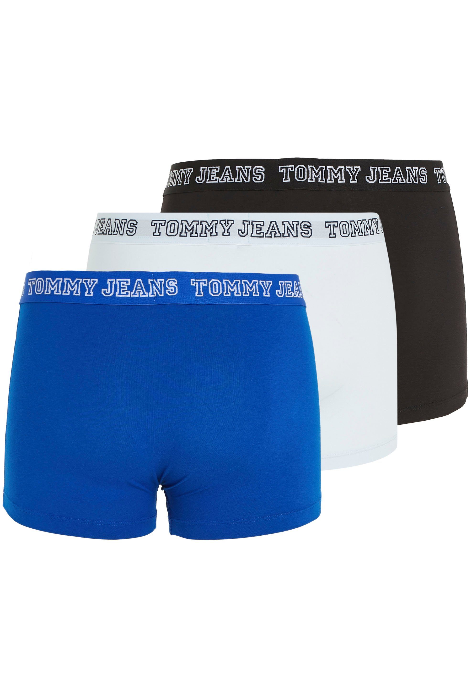 TRUNK 3-St., 3er-Pack) Tommy mit 3P Trunk (Packung, Tommy Jeans Underwear Logo-Elastikbund Ultra-Blue/Black/Shimmering Hilfiger DTM