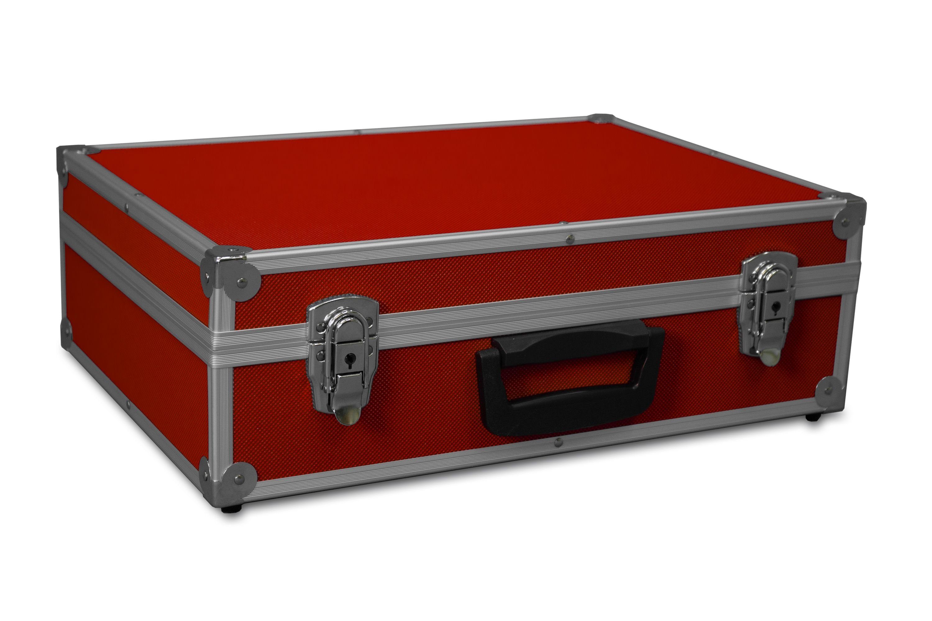 GORANDO Werkzeugkoffer Transportkoffer rot Aluminiumrahmen 44x30x13cm Alukoffer Würfelschaum (1 St)