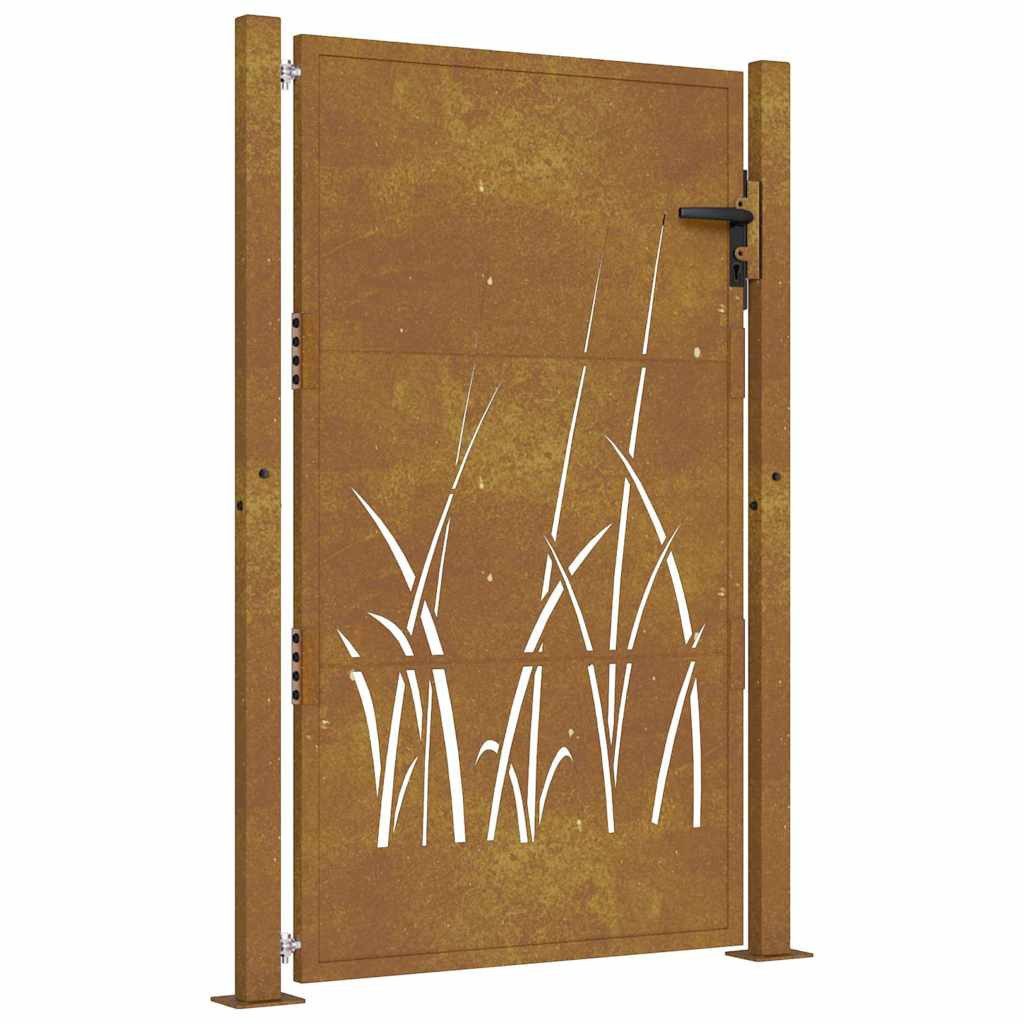 vidaXL Gartentor Gartentor 100x125 cm Cortenstahl Gras-Design