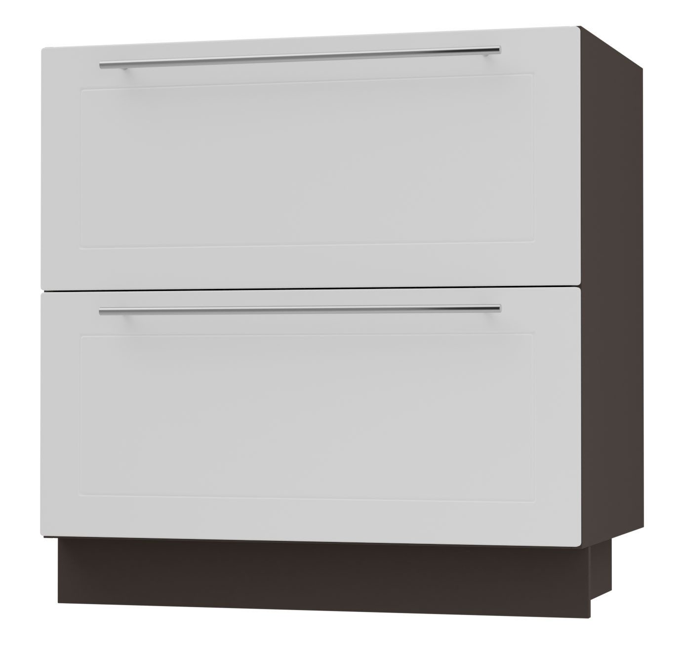 Feldmann-Wohnen Unterschrank Kvantum (Schubladen mit HETTICH Vollauszug, Selbsteinzug und Soft-Close-Funktion, 1-St., Fronten mit dekorativen Fräsungen und leicht abgerundeten Ecken) 80x50x82cm lava - weiß (Q-D2A/80)