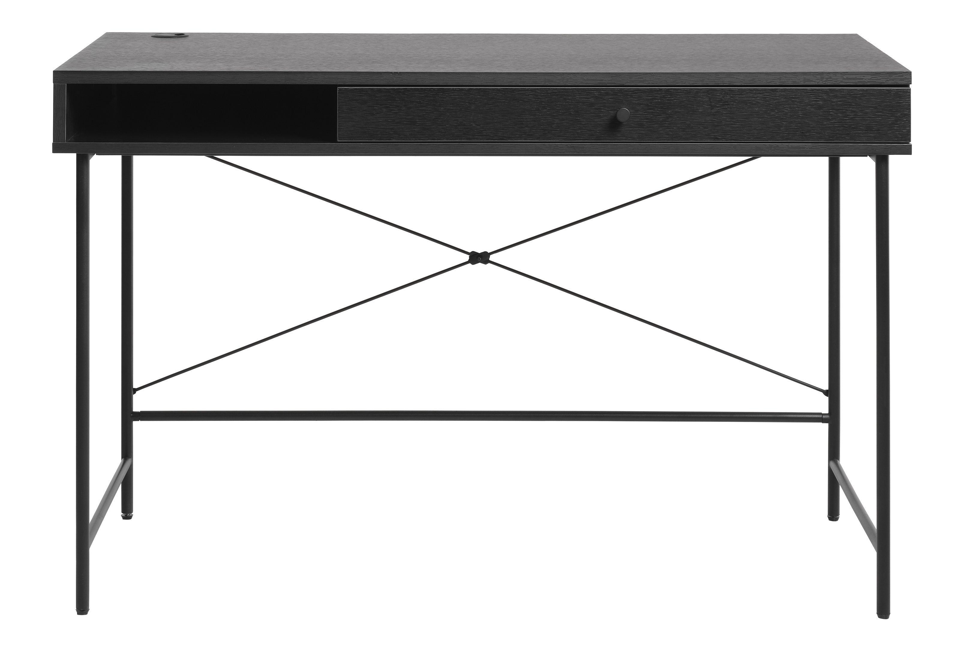 möbelando Schreibtisch PENSACOLA (B/H/T: 120x76x60 cm), aus Eiche-Nachbildung in schwarz