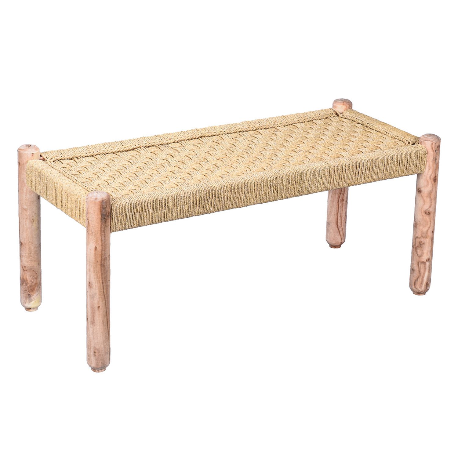 Marrakesch Orient & Mediterran Interior Gartenbank Boho Style Sitzbank Bank Holzbank Josue 90cm, Handarbeit