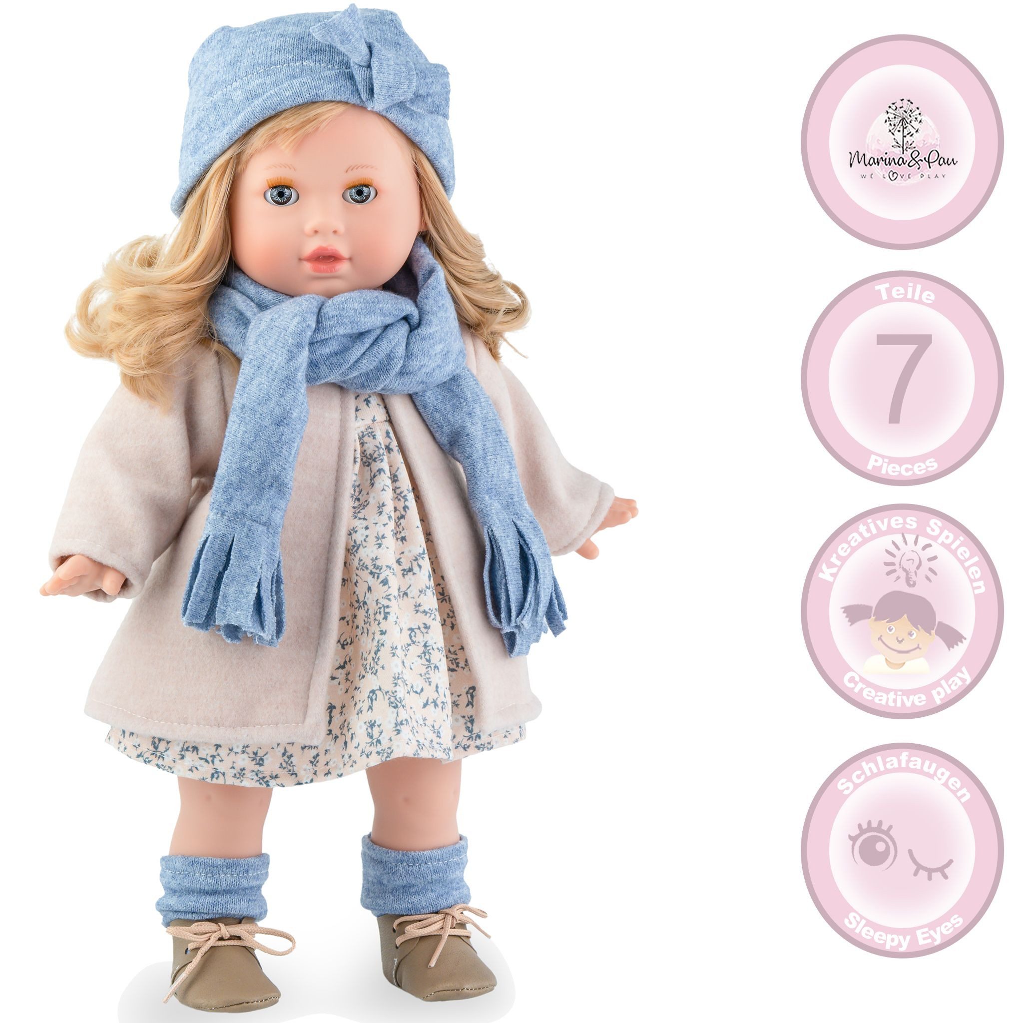 Marina & Pau Anziehpuppe Ida 42 cm mit langen Haaren & Schlafaugen günstig online kaufen