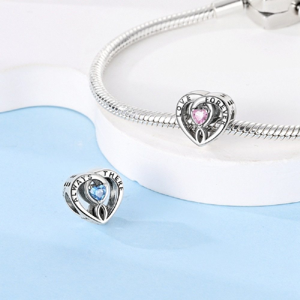PANDACHARMS Bead Love Forever Always There Herz Charm, 925er Sterling Silber – Bild 2 von 5