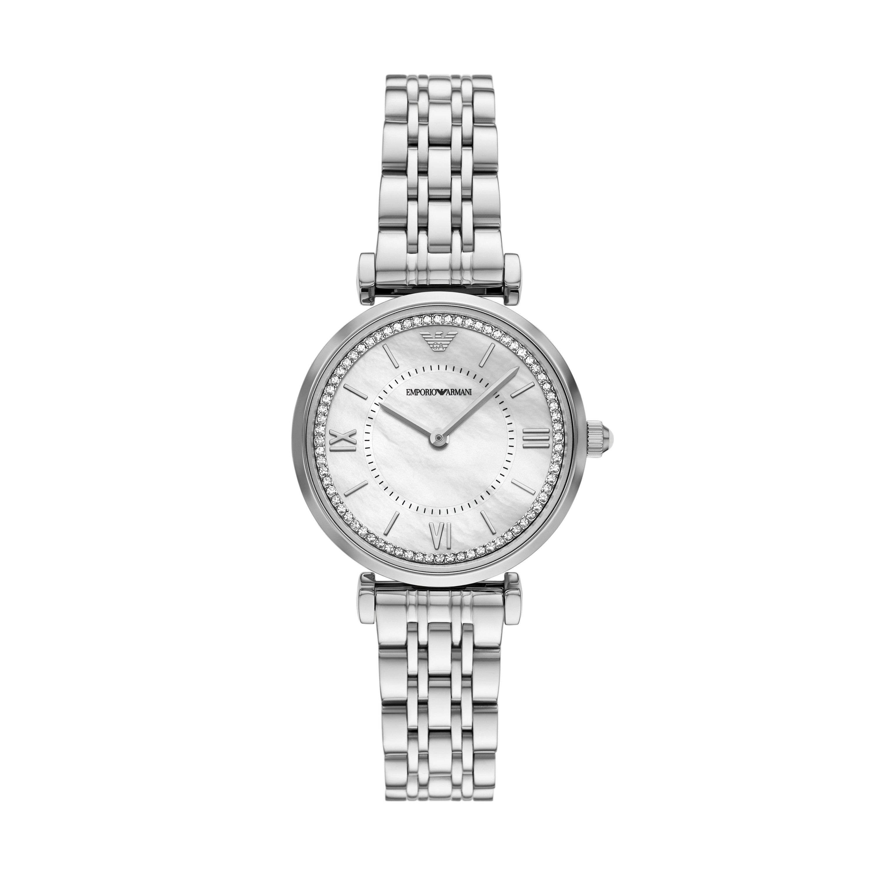 Emporio Armani Quarzuhr AR11701, Armbanduhr, Damenuhr, Edelstahlarmband, analog, Glassteine