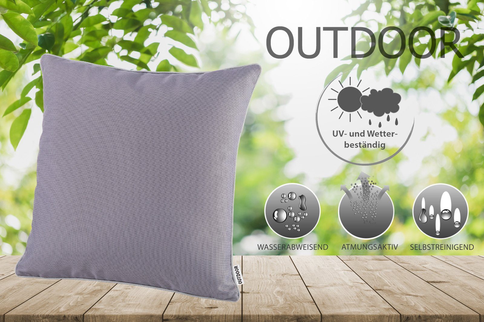 heimtexland Dekokissen Outdoorkissen Garten Deko Outdoor Kissen gefüllt, schmutz- und wasserabweisend