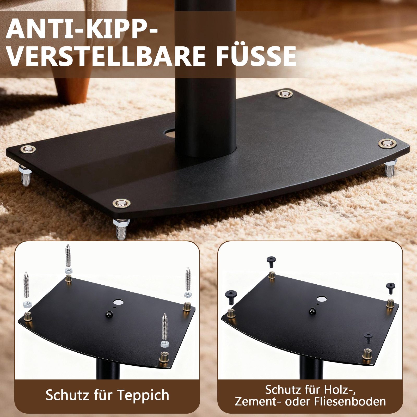XIIW Lautsprecherständer Boxenständer 83.6cm Ausfüllbar Dämpfung Universal Lautsprecher Ständer, (3D-Stereo-Umgebungssound, 45° EINSTELLBARE Platte, mit Kabelmanagement, für Satelliten Surround Sound, Boxen Regallautsprecher für Heimkino Studio)