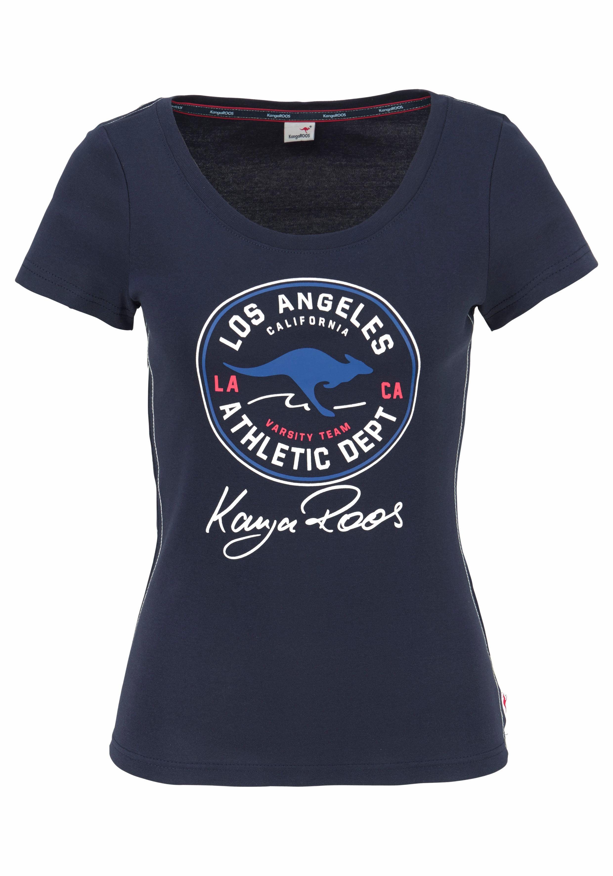 KangaROOS T-Shirt marine großem Retro mit Label-Druck vorne