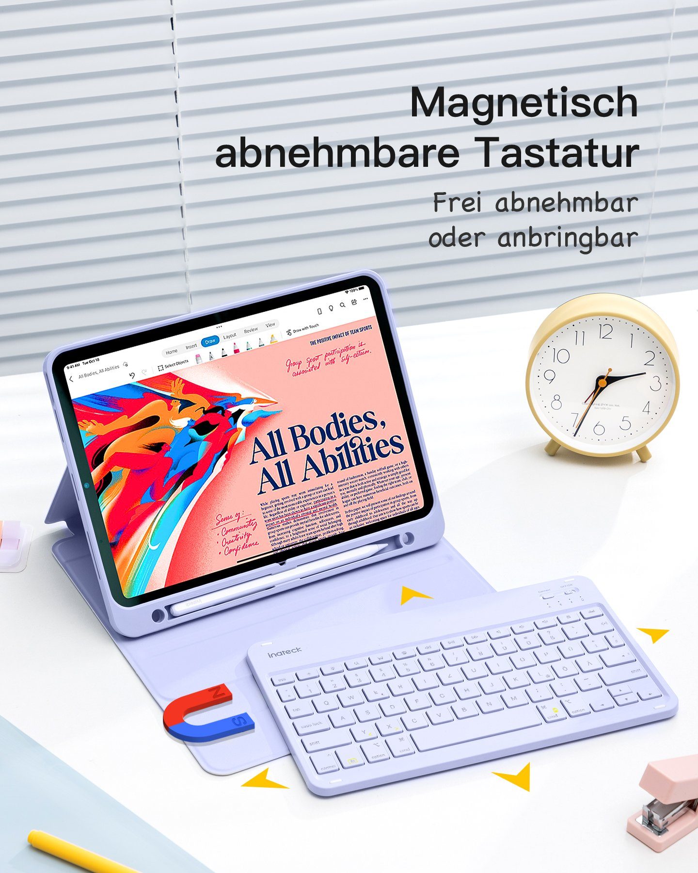 Inateck Tastatur Hülle für iPad 11Gen A16, iPad 10, iPad Air 11'' M4 M3 iPad-Tastatur