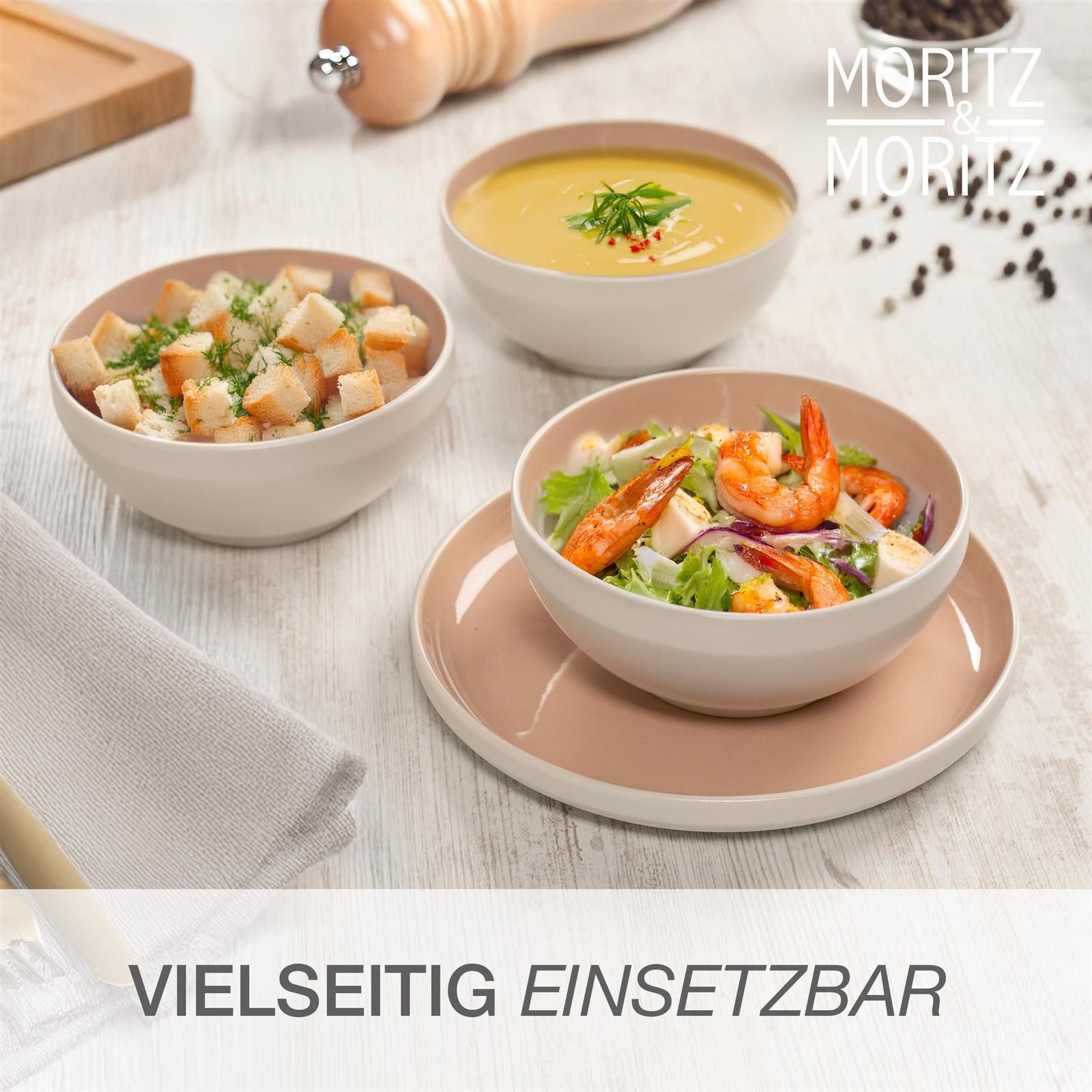Moritz & Moritz Geschirr-Set CAVO Müslibowl Almond (6-tlg), Steinzeug, Spülmaschinengeeignet – Bild 5 von 5