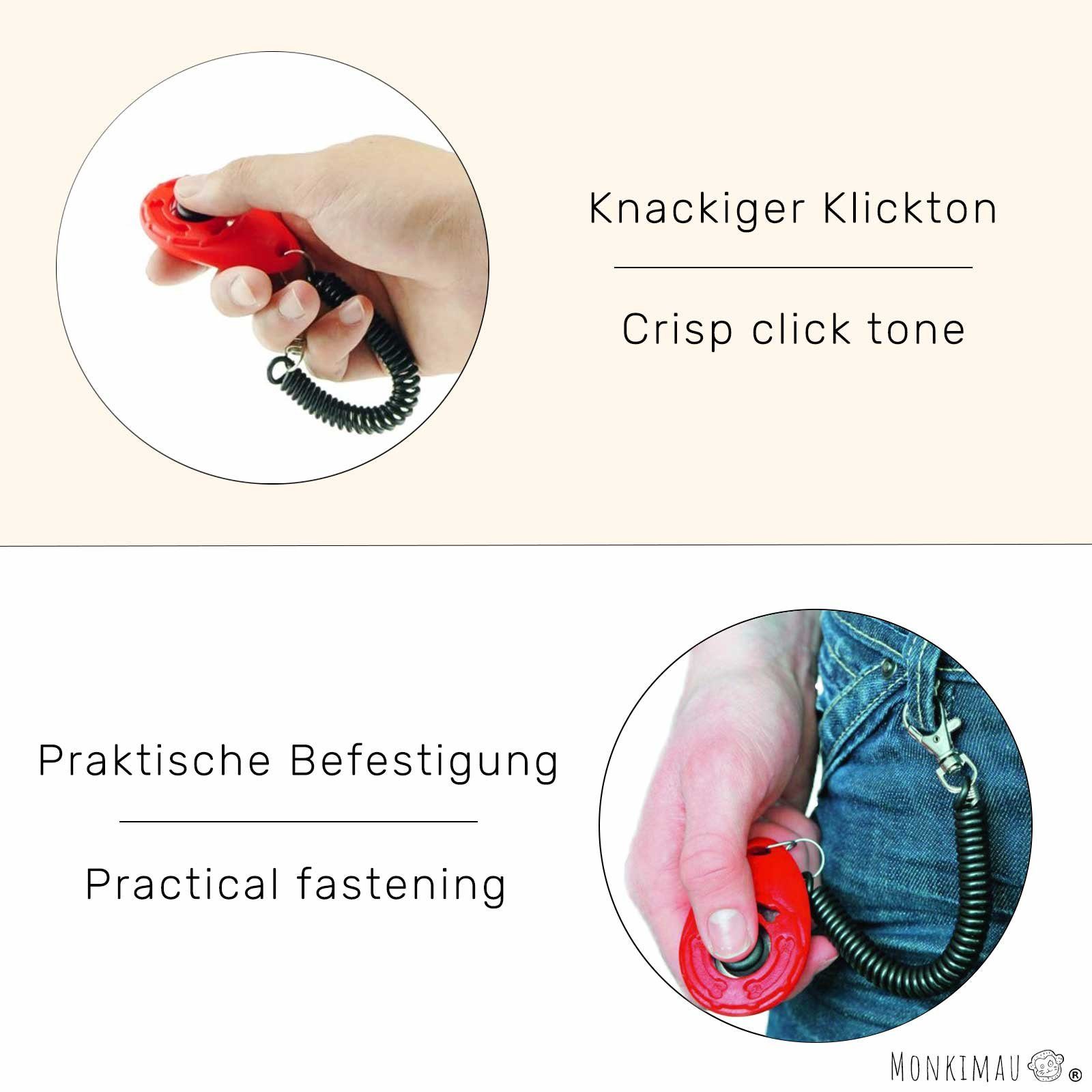 Monkimau Tier-Clicker Klicker Hund Katze Training für Hunde und Katzen Hundetraining, Kunststoff, Packung