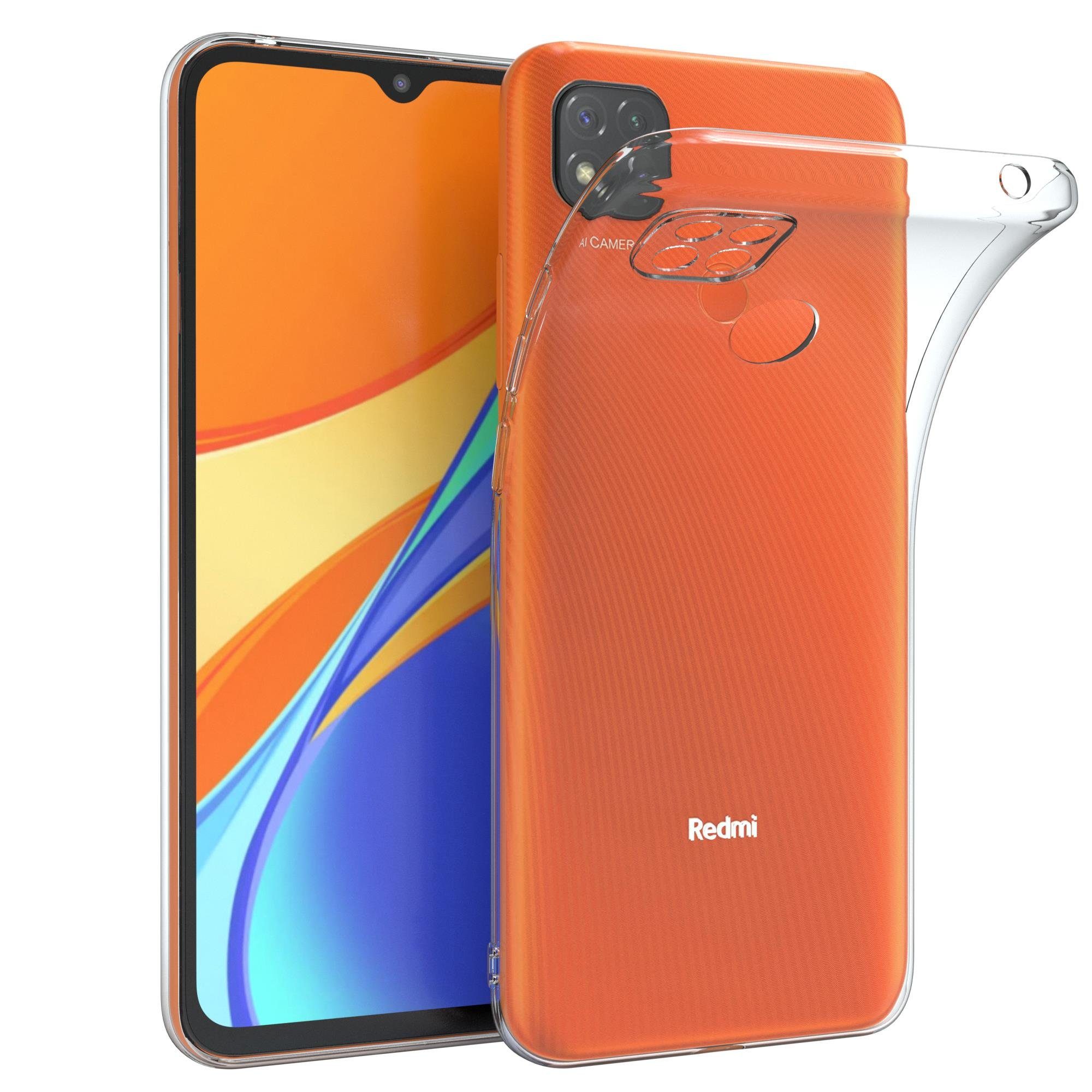 EAZY CASE Handyhülle Slimcover Clear für Xiaomi Redmi 9C 6,53 Zoll, durchsichtige Hülle Ultra Dünn Silikon Backcover TPU Telefonhülle Klar