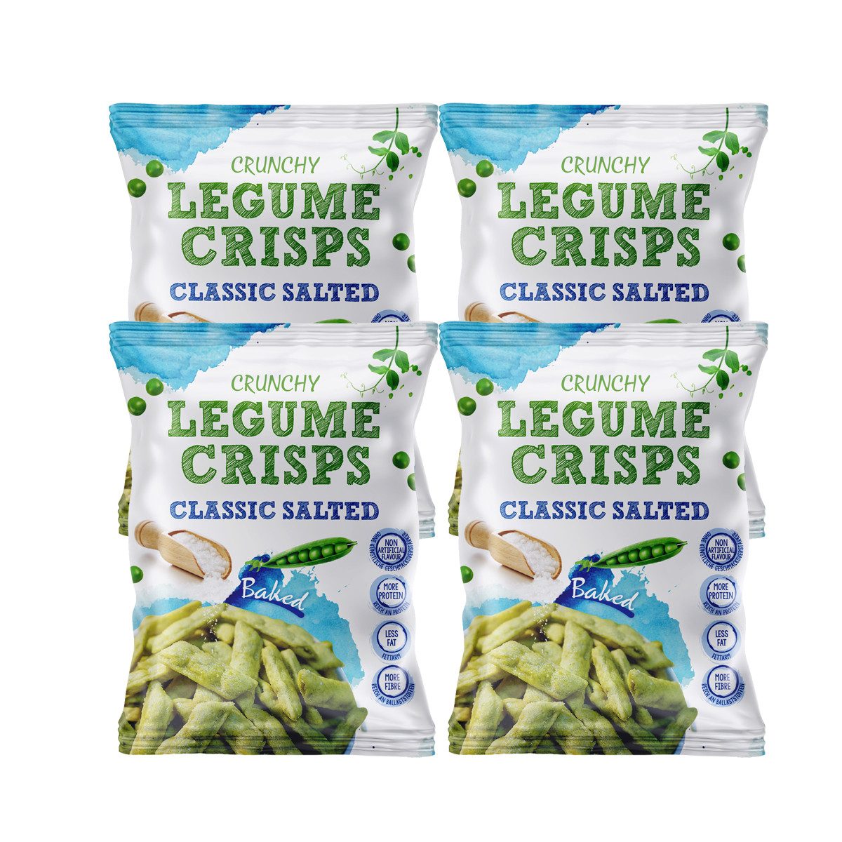 WANT-WANT Knabberei, Want Want Salted Classic Legume Crisps Hülsenfruchtchips 85g 4er Pack