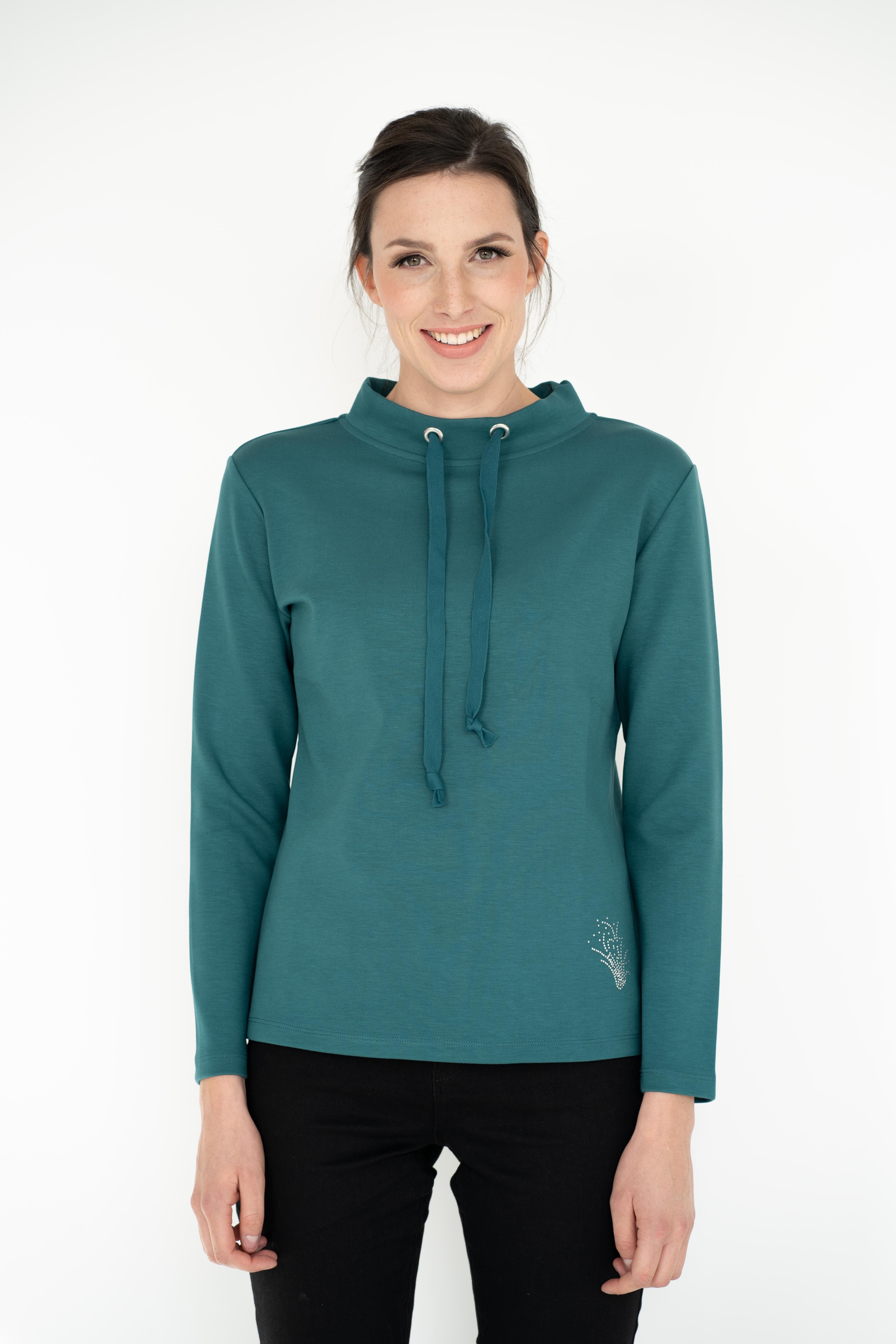einfach Schön Sweatshirt Peggy petrol mit Stehkragen