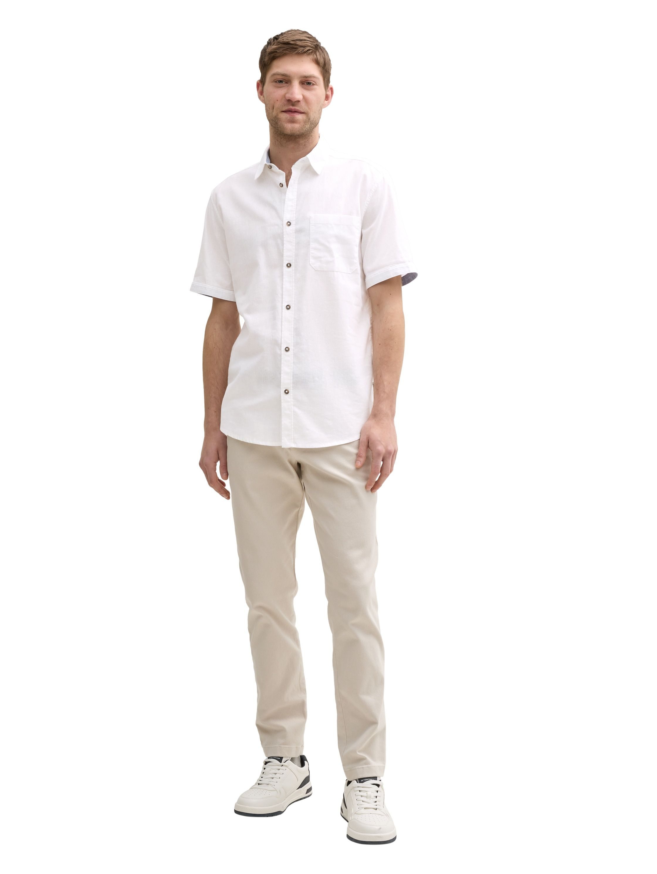 Tom Tailor Herren Kurzarm Hemd COTTON LINEN SHIRT - Regular Fit günstig online kaufen