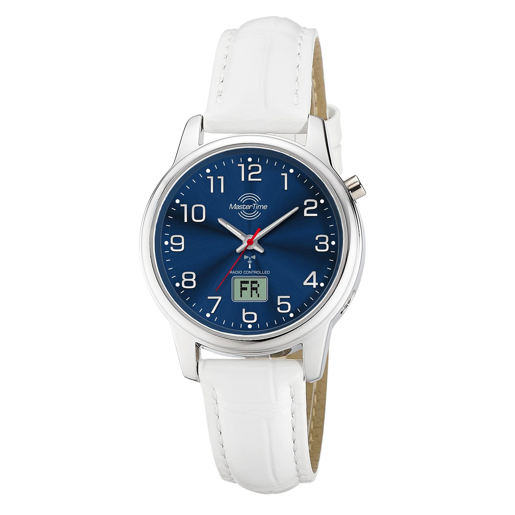 MASTER TIME Funkuhr Lady Line MTLA-101000-32L, Quarzuhr, Armbanduhr, Damenuhr, Lederarmband, analog, digital