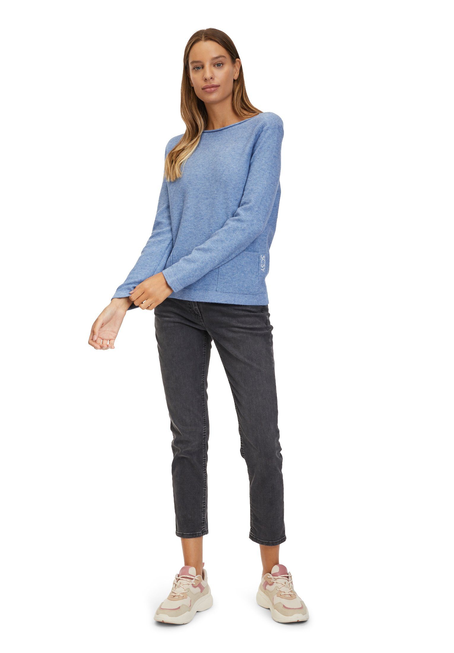 Betty Barclay mit Blue (1-tlg) Strickdetails Light Strick Melange Strickpullover