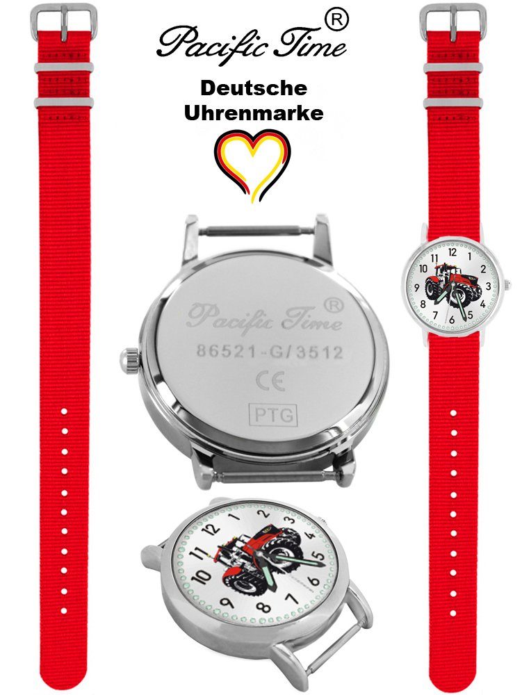 Pacific Time Quarzuhr Kinder Armbanduhr Traktor rot Wechselarmband, Mix und Match Design - Gratis Versand – Bild 3 von 5