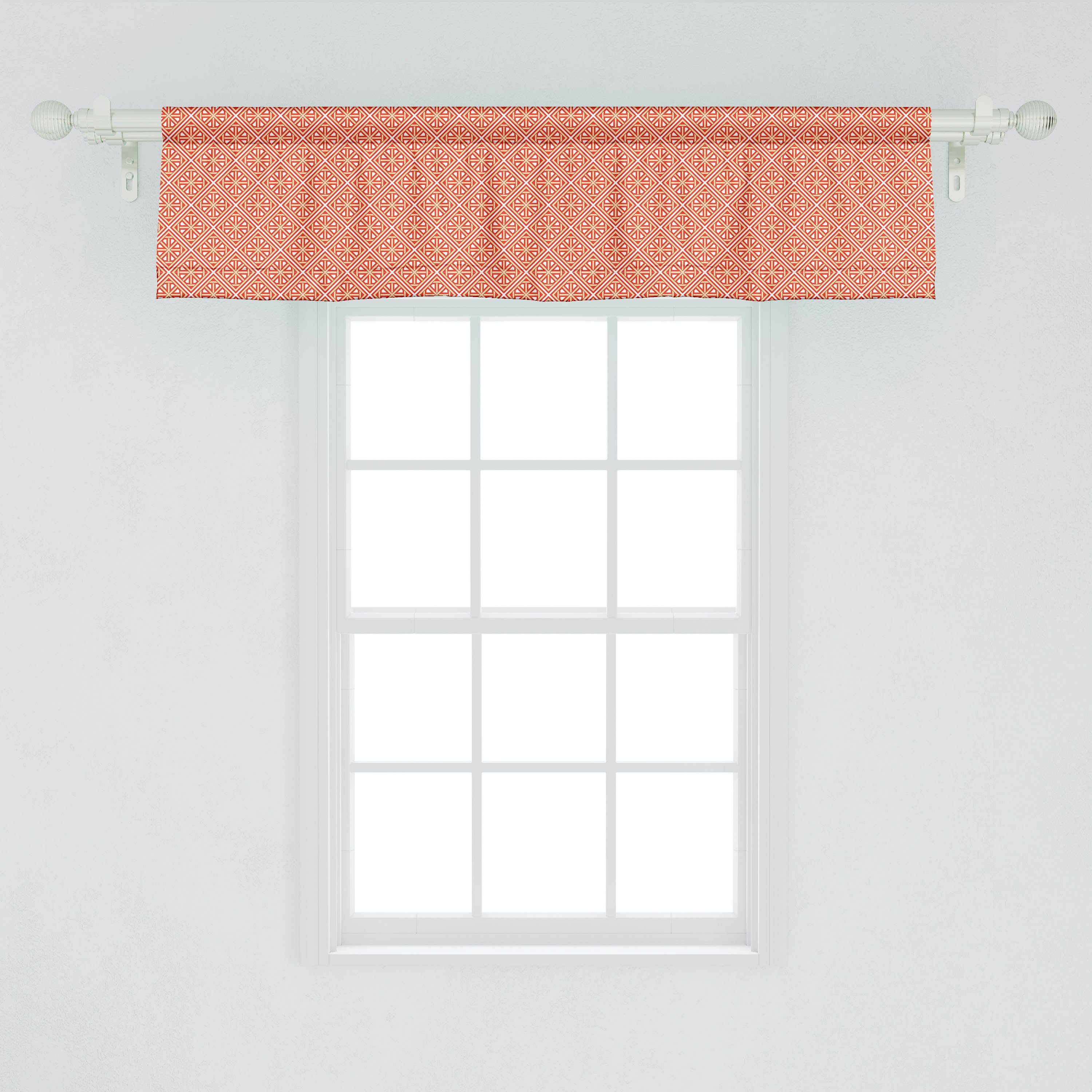 Scheibengardine Vorhang Volant für Küche Abakuhaus, mit Linien Diagonal Microfaser, Dreiecke Quadrate Schlafzimmer Stangentasche, Dekor
