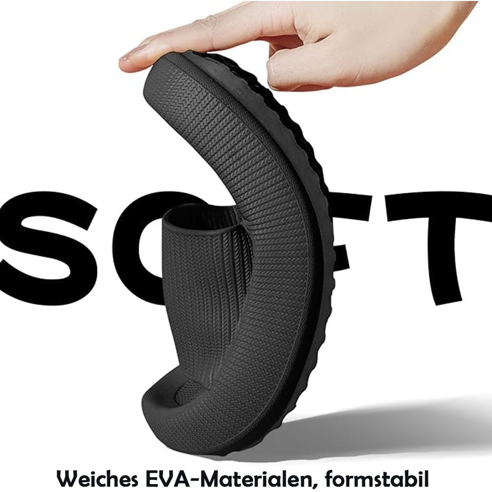 HoyoLee Hausschuhe EVA Superweich Rutschfest Badeschuhe Schlappen DamenSchwarz Hüttenschuhe Badeschuhe Herren Damen Slipper Schlappen Wolke rutschfeste Flip Flops