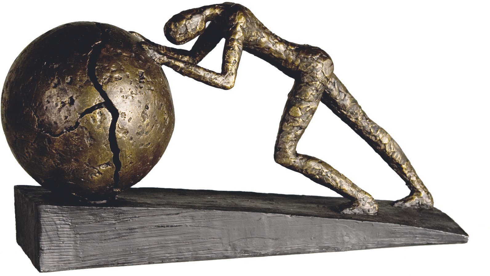 Casablanca by Gilde Dekofigur Skulptur Heavy Ball (1 St), Dekoobjekt, Höhe  22 cm, mit Spruchanhänger, Wohnzimmer, Durch die schwarze Basis bekommt die  bronzefarbene Skulptur ihre Standfestigkeit
