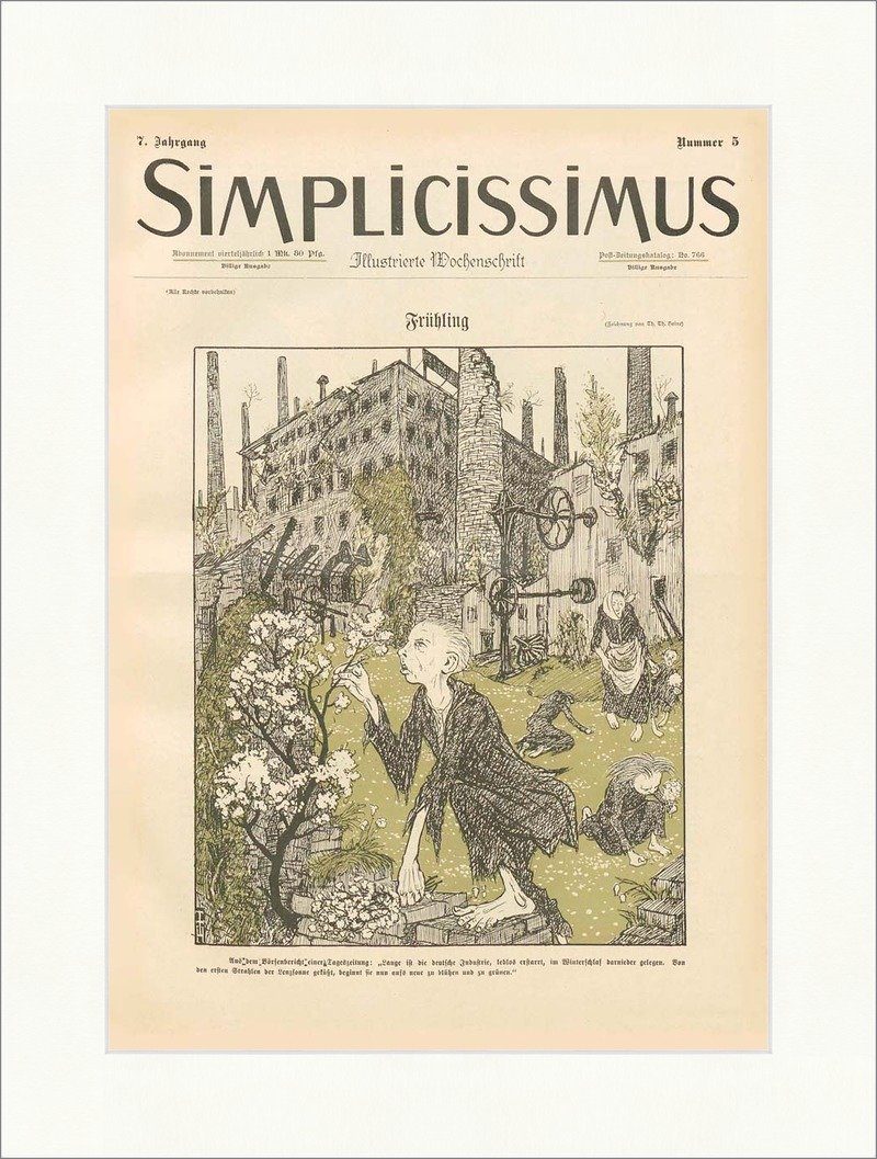 Kunstdruck Titelseite der Nummer 5 von 1902 Thomas T. Heine Frühling Simplicissim, (1 St)